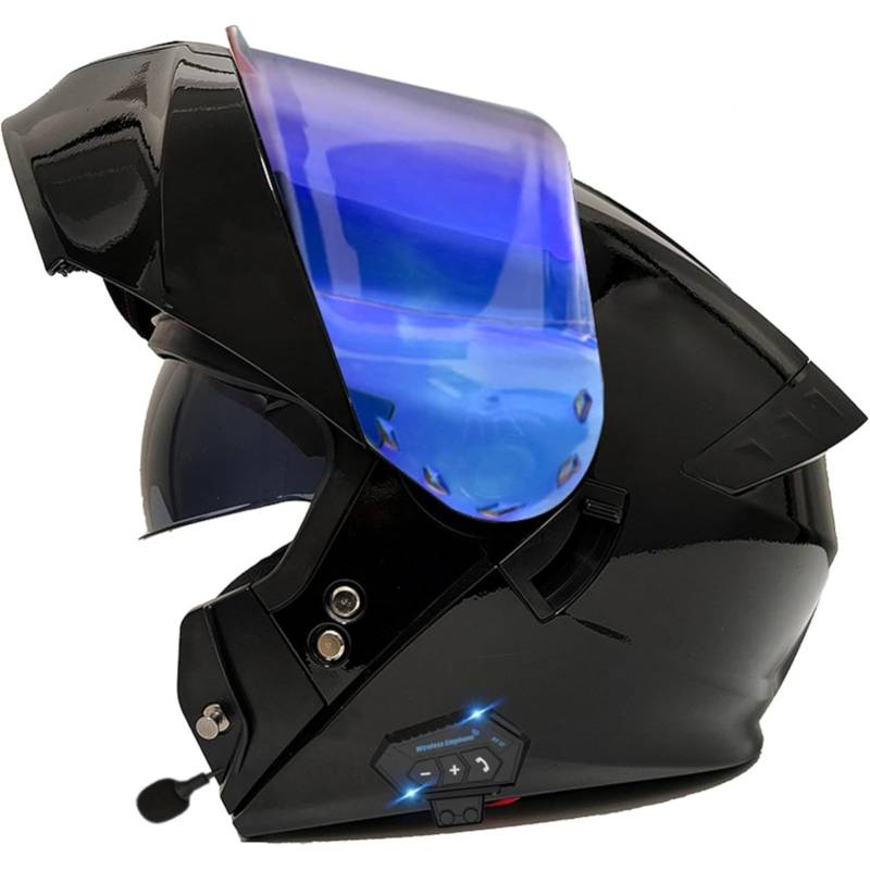 BYFHHHH Bluetooth-Modularer Motorradhelm, ECE-Geprüfter Klapphelm Für Männer Und Frauen Mit Doppelvisier Für Alle Jahreszeiten Für Rollerhelme, Integralhelme D,2XL=63~64CM von BYFHHHH