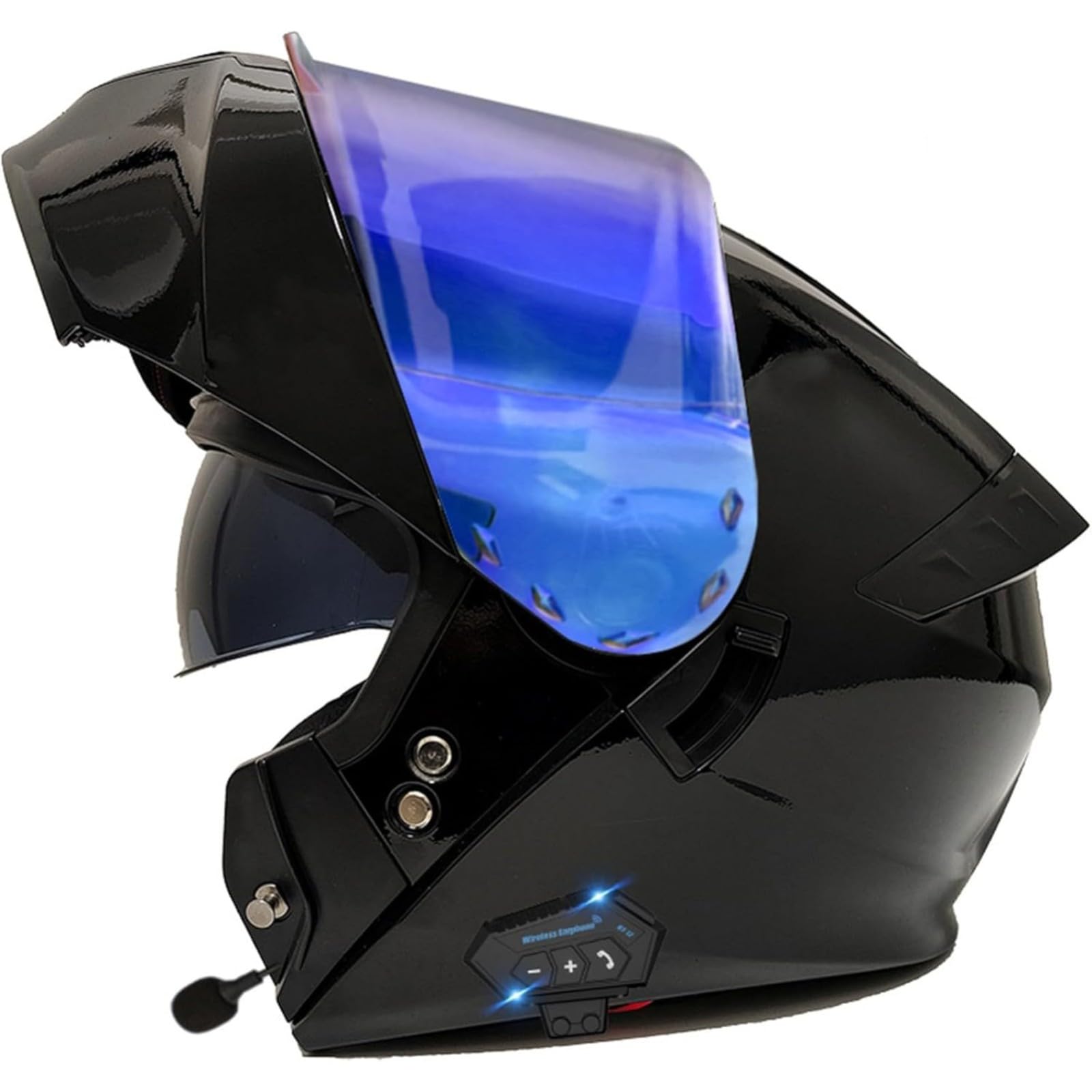 BYFHHHH Bluetooth-Modularer Motorradhelm, ECE-Geprüfter Klapphelm Für Männer Und Frauen Mit Doppelvisier Für Alle Jahreszeiten Für Rollerhelme, Integralhelme D,L=59~60CM von BYFHHHH