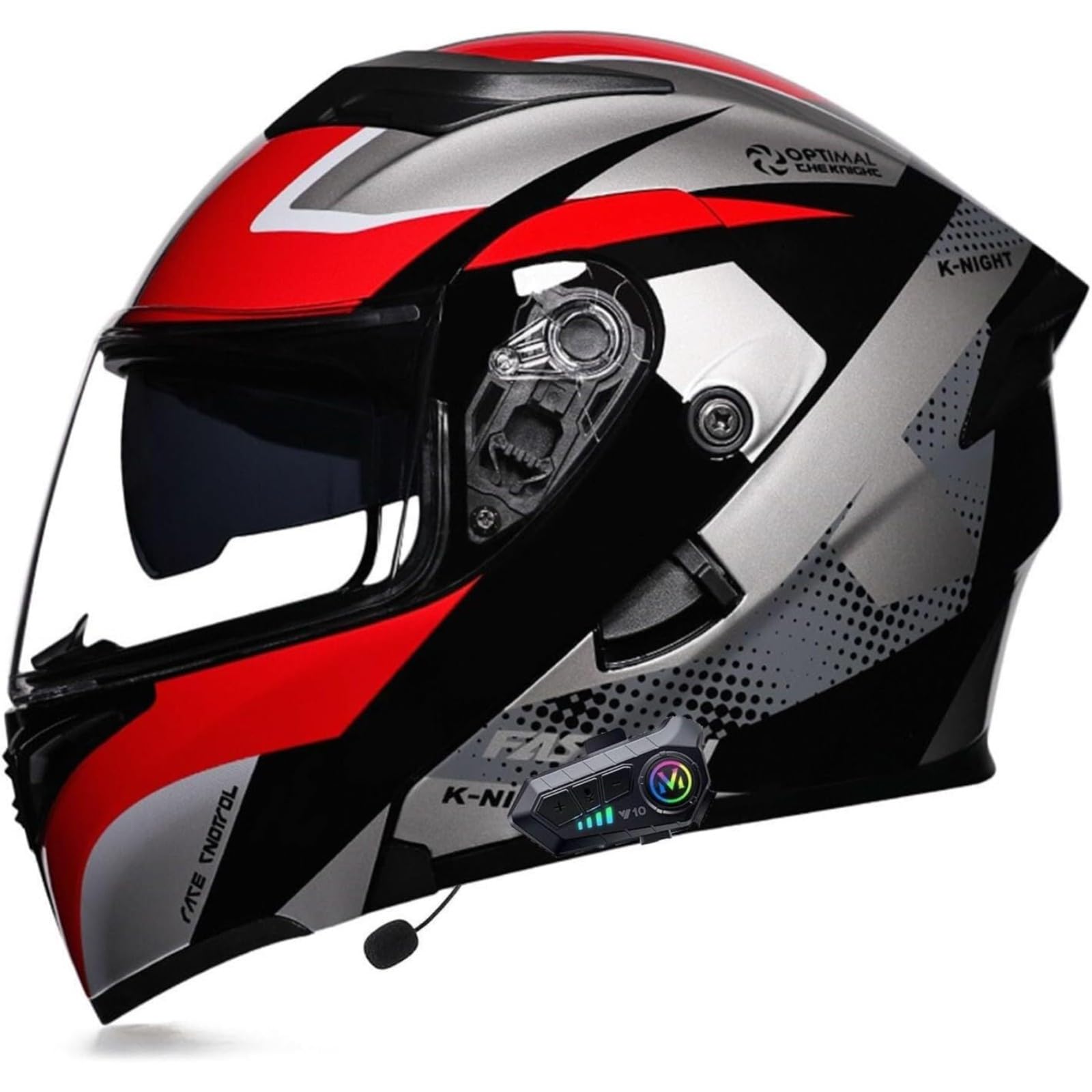 BYFHHHH Bluetooth-Motorrad-Klapphelm, DOT/ECE-Zertifizierter Motorradhelm, Integralhelme Mit Mikrofon Für Automatische Reaktion, Motocross-Helme Mit Anti-Fog-Doppelvisier I,XL=61~62CM von BYFHHHH