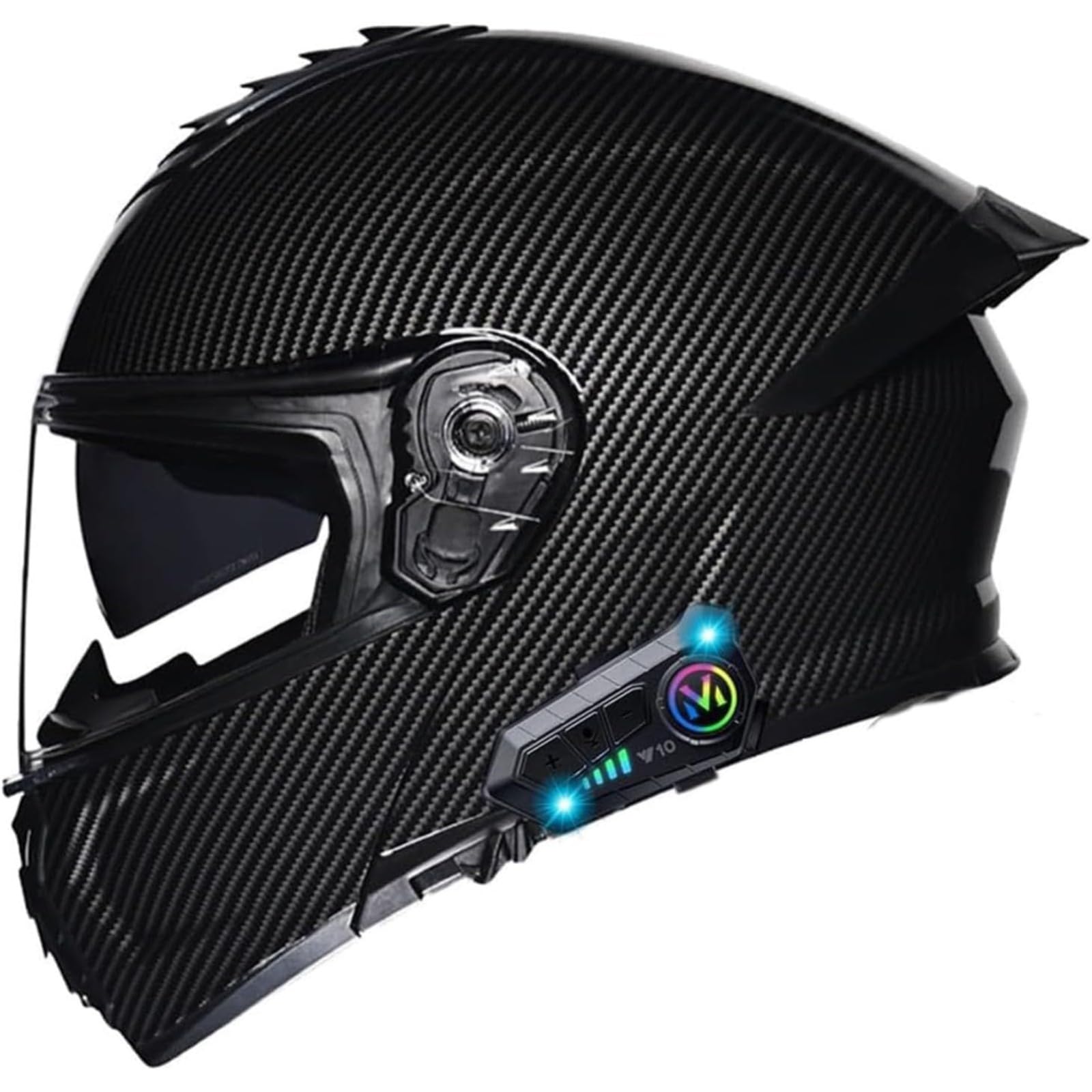 BYFHHHH Bluetooth-Motorradhelm, DOT/ECE-Zugelassener Motorrad-Integralhelm, Klapphelm, Modularer Helm Mit Doppelvisier, Kopfhörer Für Automatische Antwort J,L=59~60CM von BYFHHHH