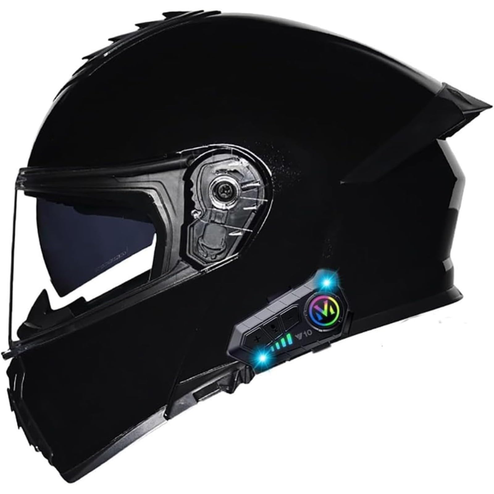 BYFHHHH Bluetooth-Motorradhelm, DOT/ECE-Zugelassener Motorrad-Integralhelm, Klapphelm, Modularer Helm Mit Doppelvisier, Kopfhörer Für Automatische Antwort K,L=59~60CM von BYFHHHH