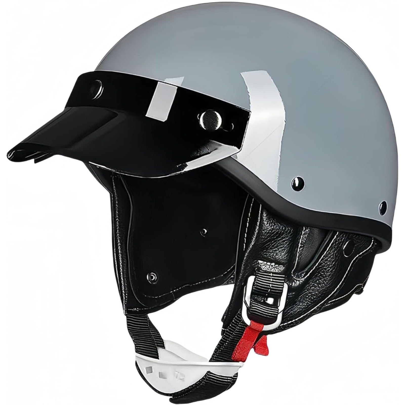 BYFHHHH Halbhelm Mit Offenem Gesicht, ECE/DOT-Zugelassener Motorrad-Halbhelm, Vintage-Halbhelm Mit Schnellverschluss, Für Moped, Cruiser, Roller, Chopper A,L=59~60CM von BYFHHHH