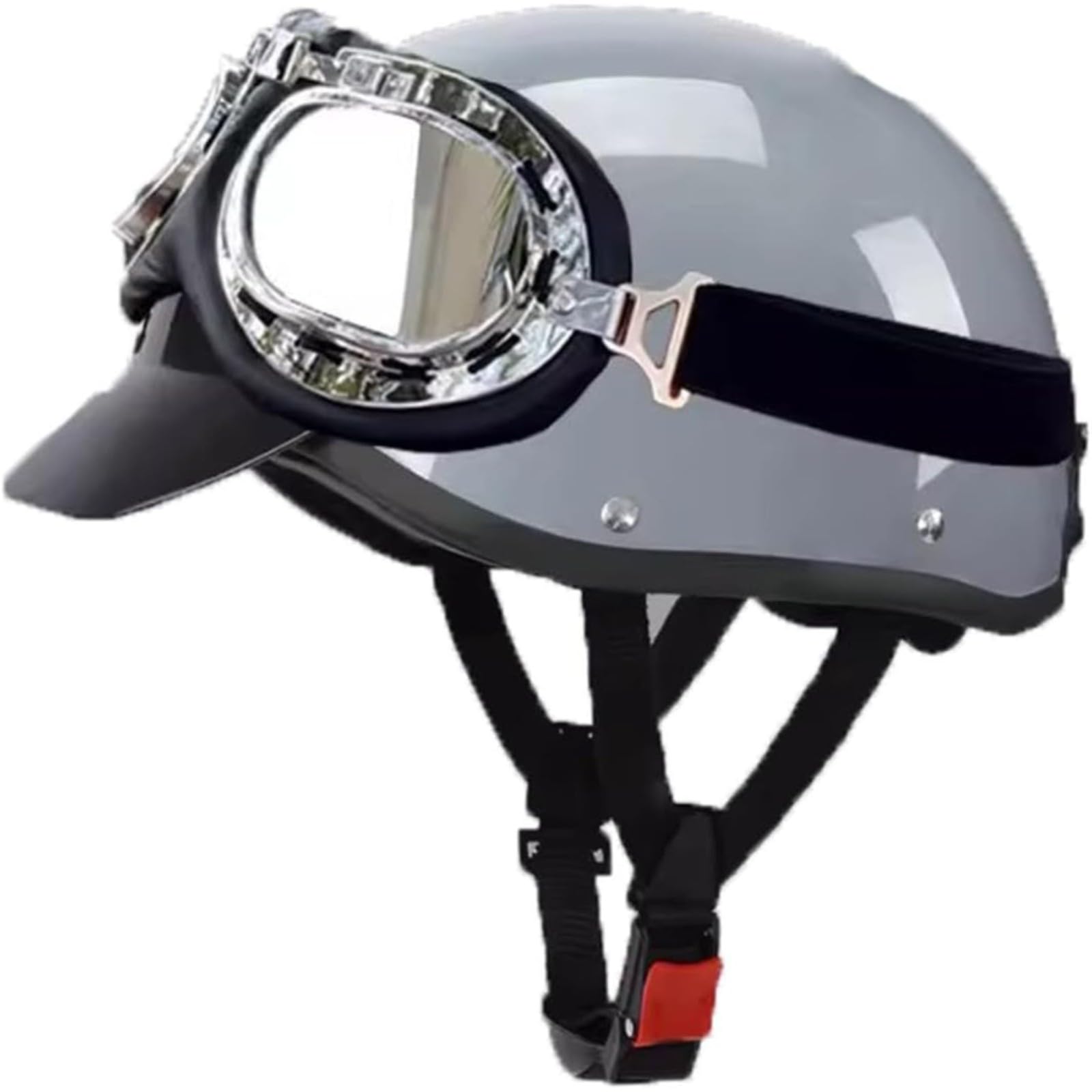 BYFHHHH Halbhelm Motorrad Mit Schutzbrille, Halbschalenhelm Baseballmütze Helm Motorradhelm Cruiser Chopper Rollerhelm Für Bike Cruiser Chopper Moped Scooter B von BYFHHHH