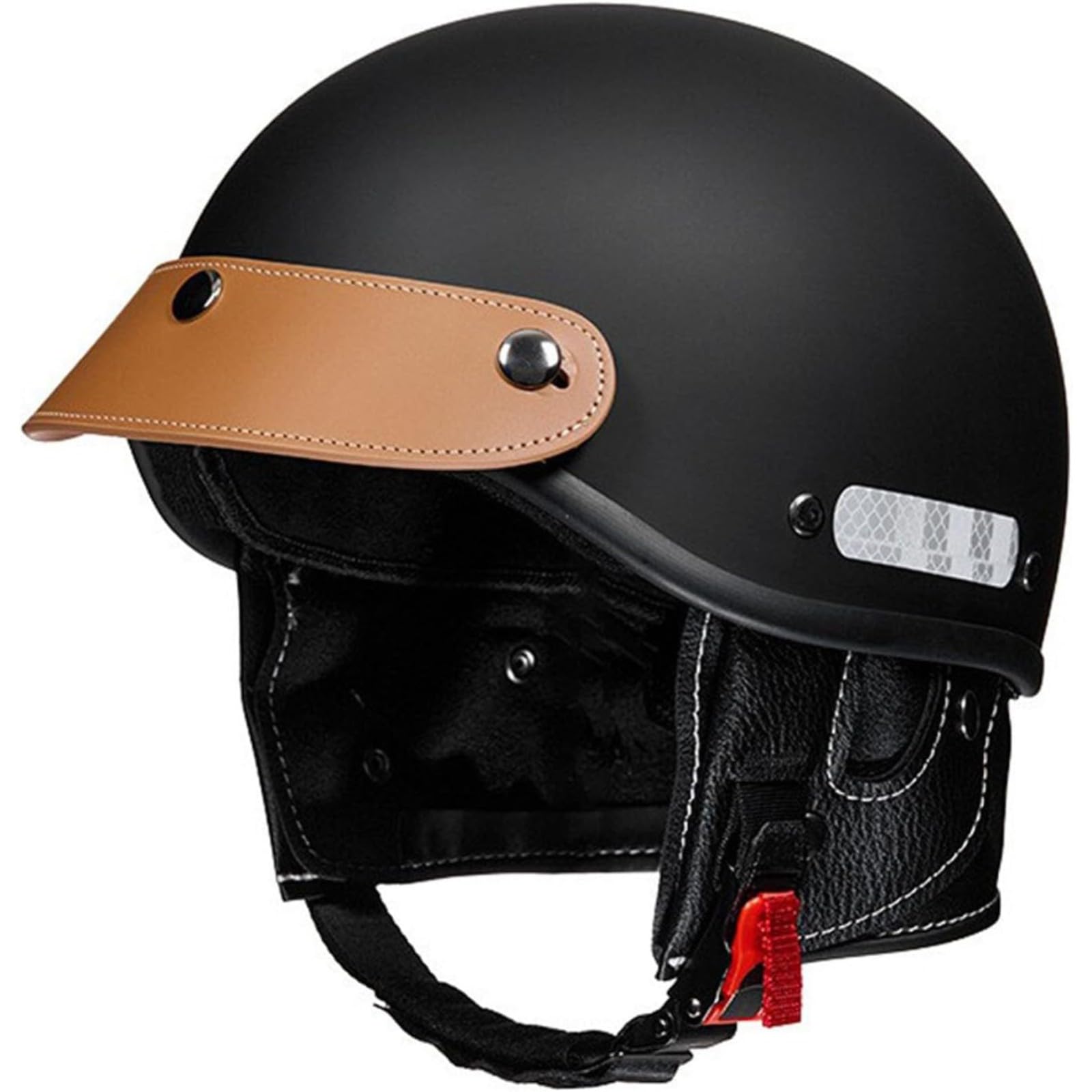 BYFHHHH Halbhelme Motorradhelm, ECE-Geprüfter Retro Halbschalenhelm, Brain Cap Halbschalen-Scooterhelm Rollerhelm Jethelm Für Erwachsene Herren Damen B von BYFHHHH