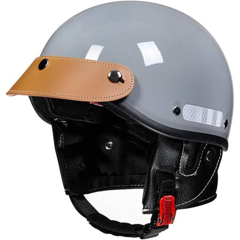 BYFHHHH Halbhelme Motorradhelm, ECE-Geprüfter Retro Halbschalenhelm, Brain Cap Halbschalen-Scooterhelm Rollerhelm Jethelm Für Erwachsene Herren Damen E von BYFHHHH