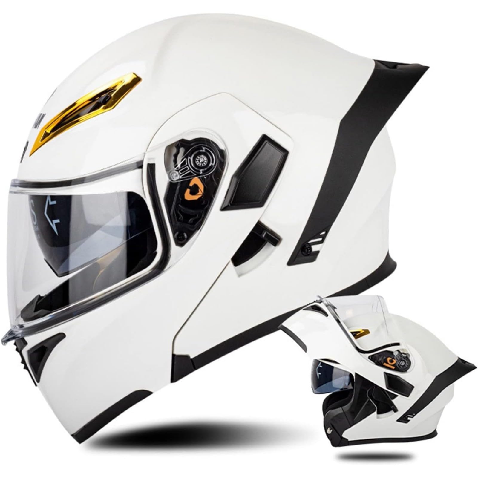 BYFHHHH Integralhelm Klapphelm, DOT/ECE-Zugelassener Modularer Motorradhelm Motocrosshelm Mit Doppelter Sonnenblende Für Erwachsene Männer Frauen L,XL=61~62CM von BYFHHHH