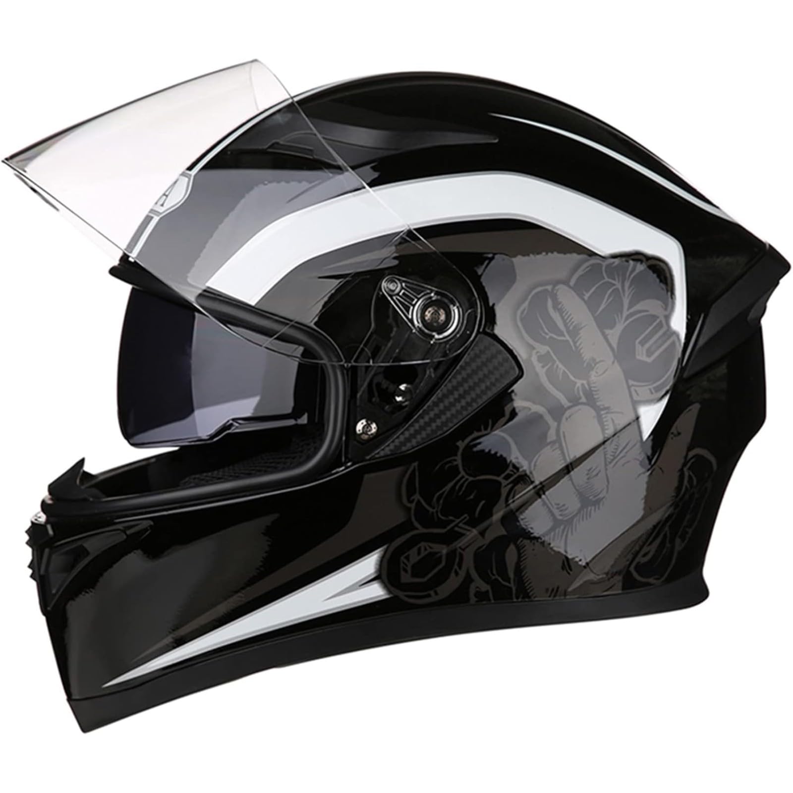 BYFHHHH Integrierter Motorradhelm, DOT/ECE-Zertifizierte Integralhelme, Integralhelme Mit Doppelvisier Für Erwachsene Männer Und Frauen C,L=59~60CM von BYFHHHH