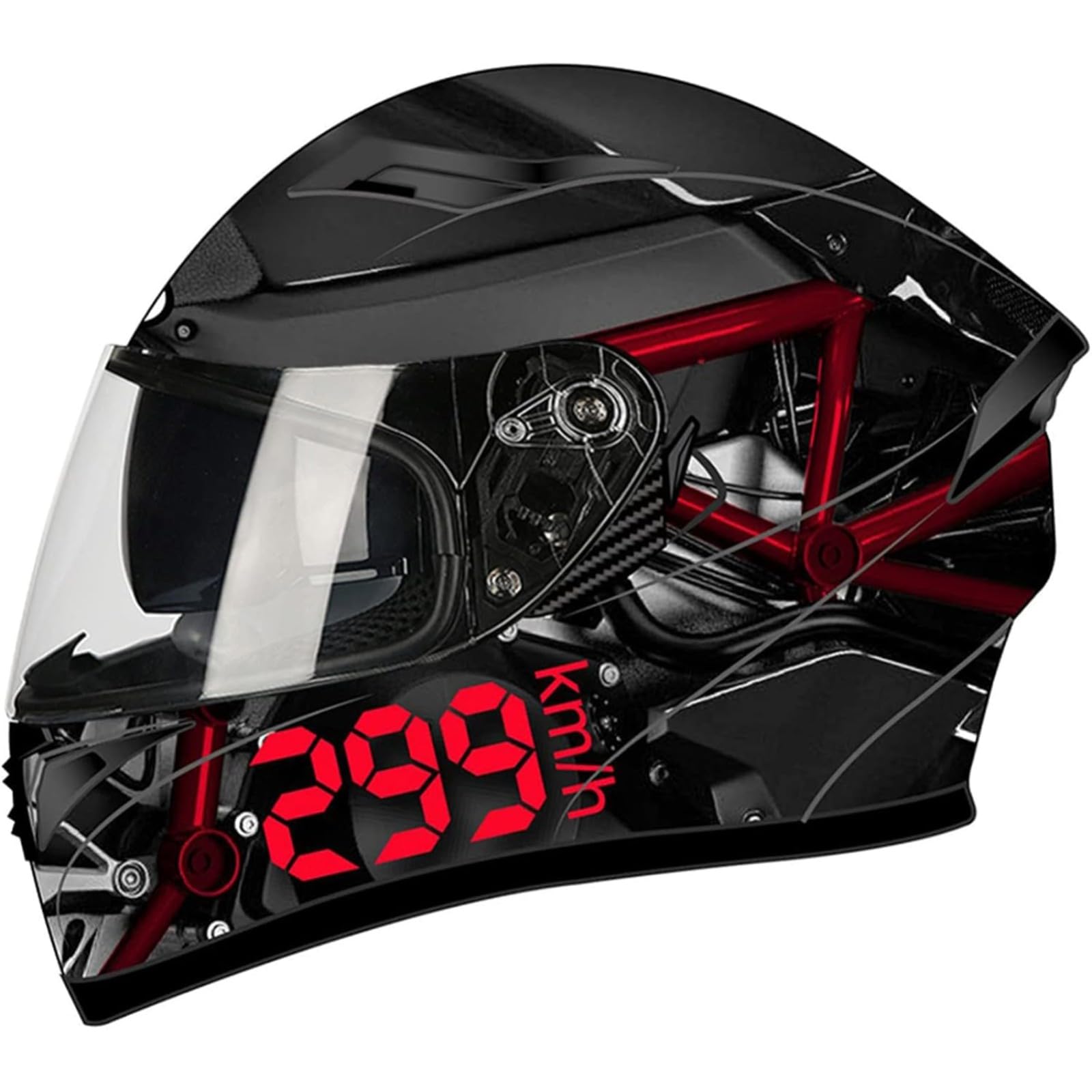 BYFHHHH Integrierter Motorradhelm, DOT/ECE-Zertifizierte Integralhelme, Integralhelme Mit Doppelvisier Für Erwachsene Männer Und Frauen L,L=59~60CM von BYFHHHH