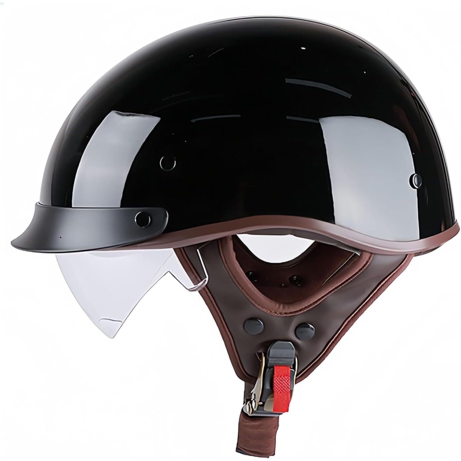 BYFHHHH Jethelm Für Motorradfahrer Im Deutschen Vintage-Stil, Offener Motorradhelm, ECE-Geprüft Mit Sonnenblende Und Herausnehmbarem Innenteil, Unisex B,M=57~58CM von BYFHHHH