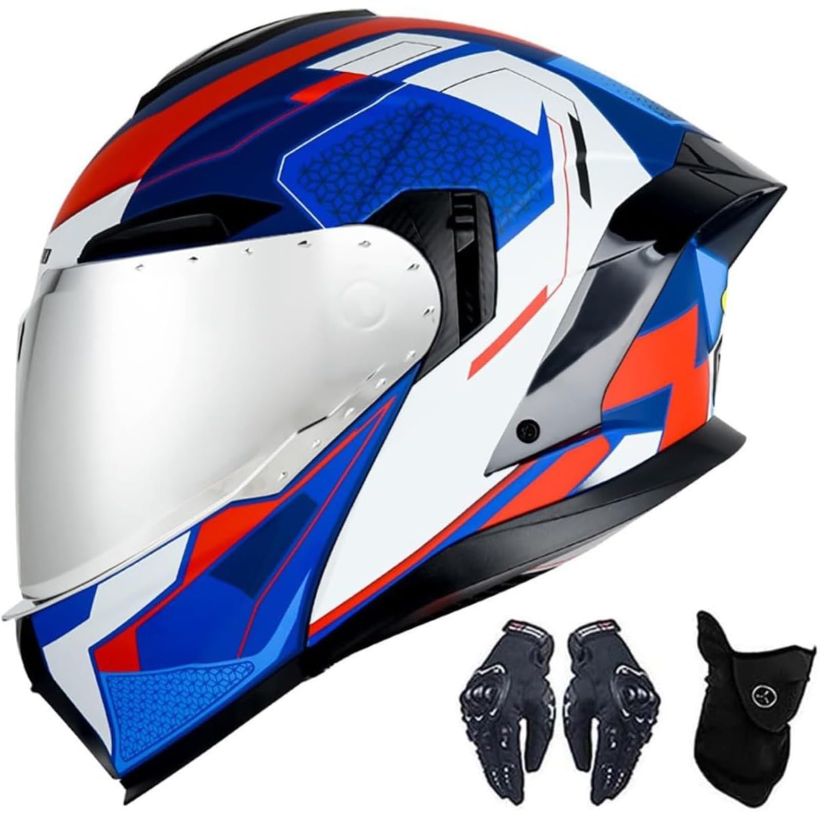 BYFHHHH Klapphelm Für Motorradfahrer, Modularhelm, ECE-Geprüfter Integralhelm, Modularhelm, Modularer Integralhelm Für Motorradfahrer Mit Doppellinse D,M=57~58CM von BYFHHHH