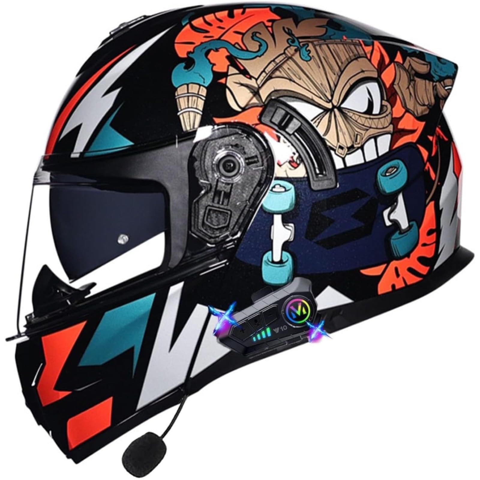 BYFHHHH Klapphelm Mit Bluetooth, DOT/ECE-Geprüfter Motorradhelm Für Herren Und Damen Mit Doppelvisier, Modularhelm, Integralhelm, Bluetooth-Helme, Motocross-Helm G,XXL=63~64CM von BYFHHHH