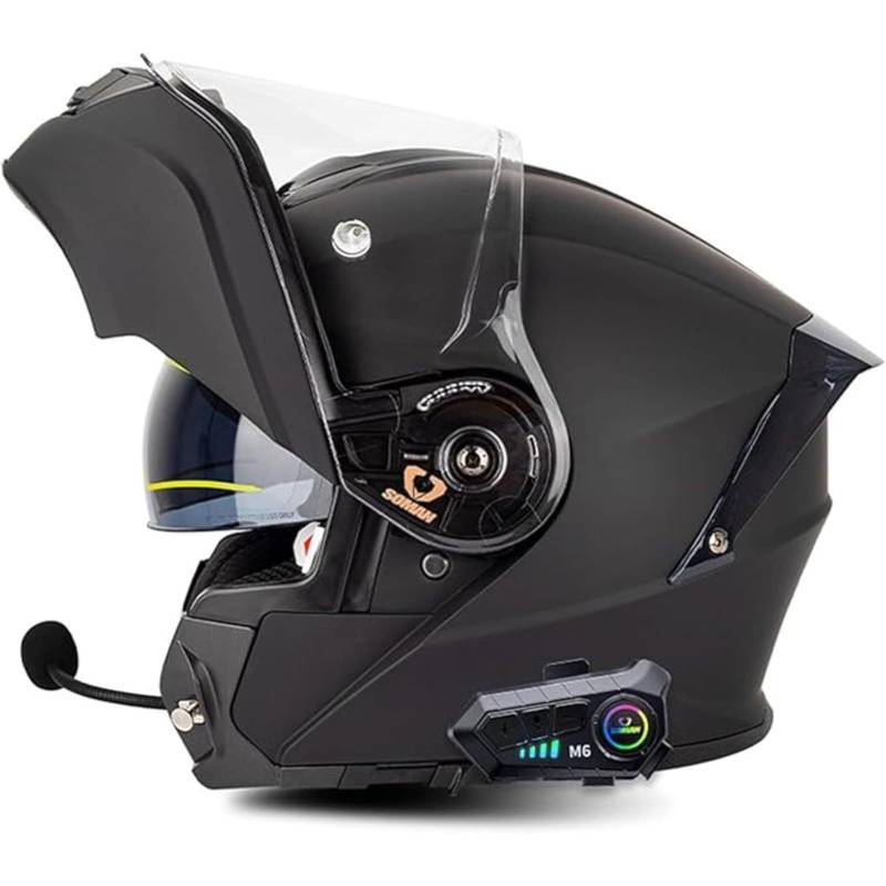 BYFHHHH Klapphelm Motorrad Bluetooth Helm Modularer Motorradhelm Mit Doppelvisier, Rollerhelm Rennhelm ECE-Geprüfter Motocrosshelm Für Damen Und Herren A,M=57~58CM von BYFHHHH