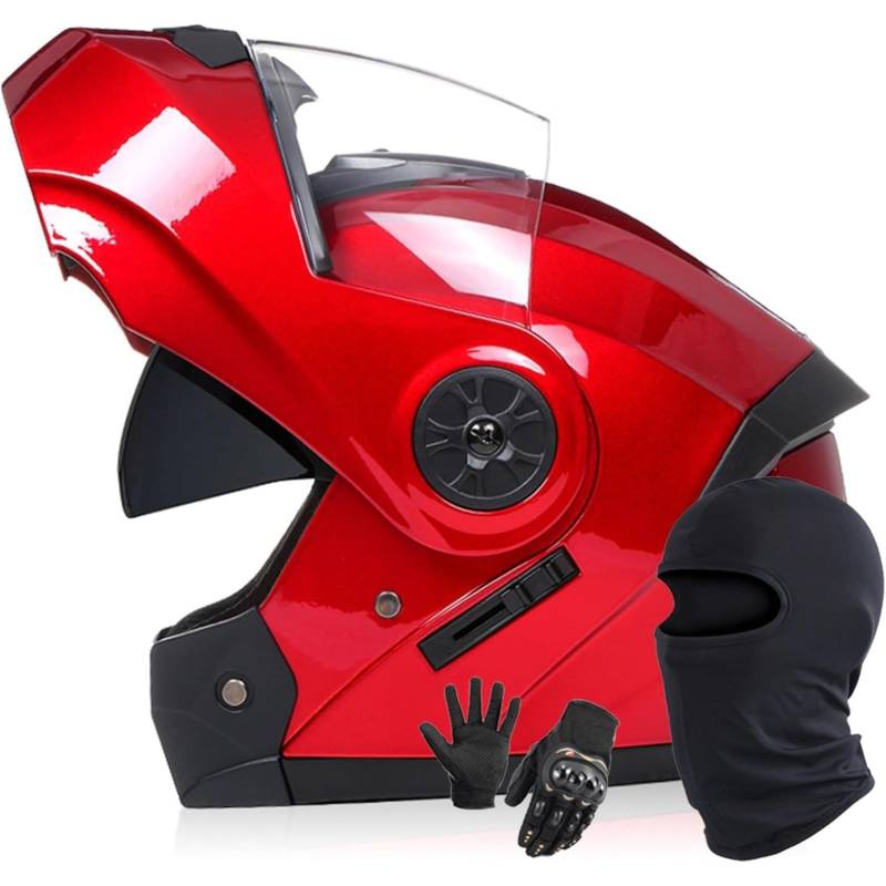 BYFHHHH Klapphelm Motorrad Modularhelm, DOT/ECE-Zertifizierter Integrierter Motorradhelm, Integralhelm Mit Doppelvisier, Rennrollerhelm Für Erwachsene Frauen Männer F,L=59~60CM von BYFHHHH