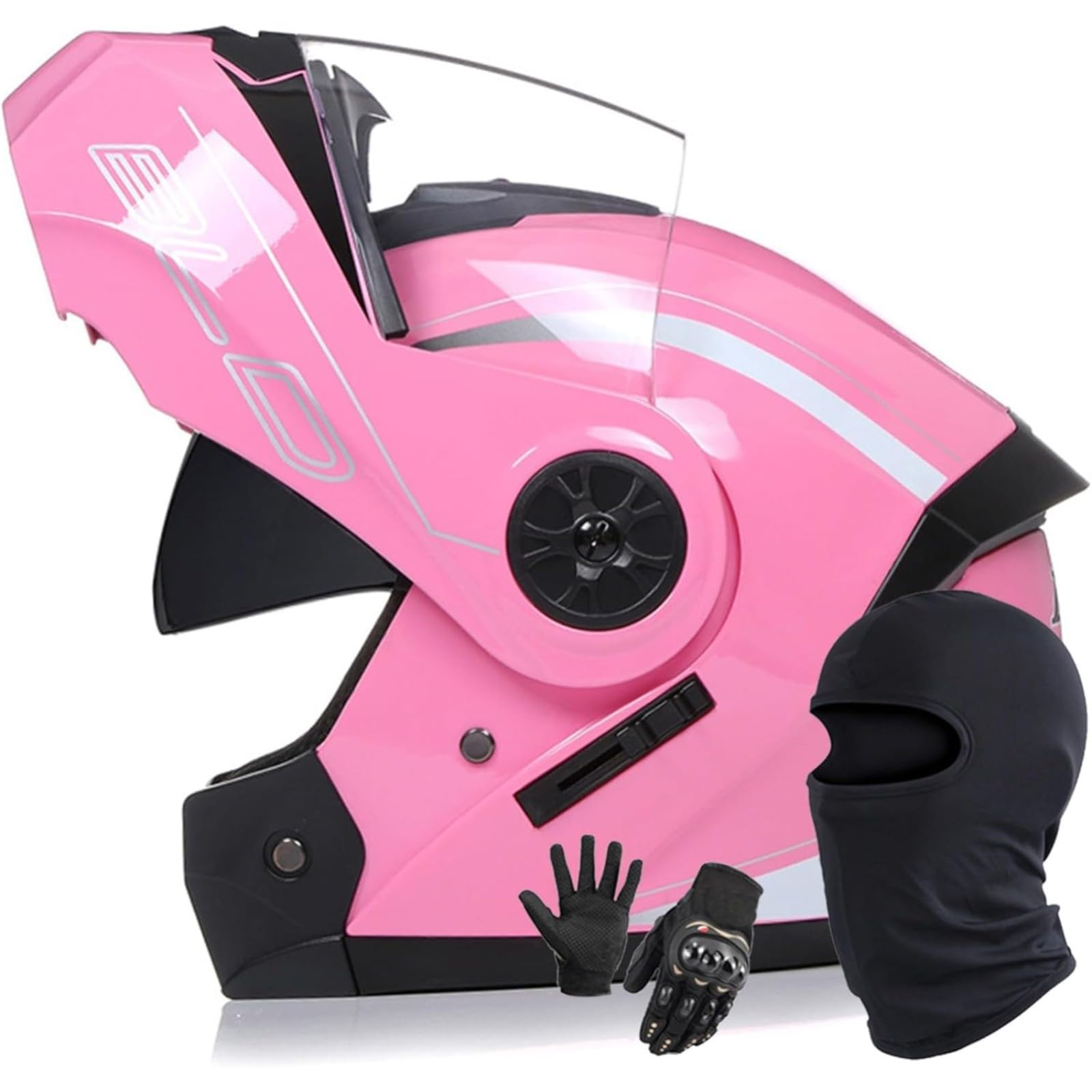 BYFHHHH Klapphelm Motorrad Modularhelm, DOT/ECE-Zertifizierter Integrierter Motorradhelm, Integralhelm Mit Doppelvisier, Rennrollerhelm Für Erwachsene Frauen Männer I,L=59~60CM von BYFHHHH