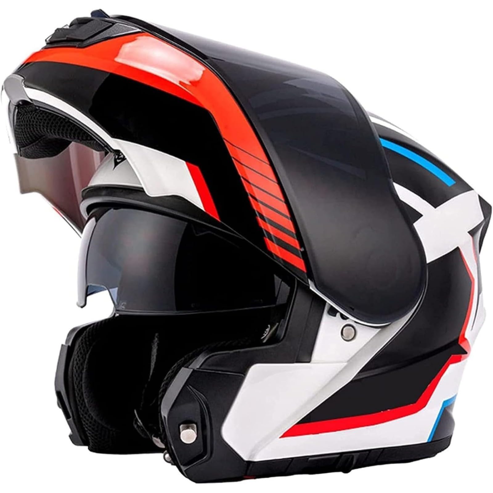 BYFHHHH Modularer Integralhelm, DOT/ECE-Zertifizierter Motorrad-Integral-Klapphelm Für Männer Und Frauen, Mit Doppelvisier, Motocross-Crash-Mopedhelm C,2XL=63~64CM von BYFHHHH