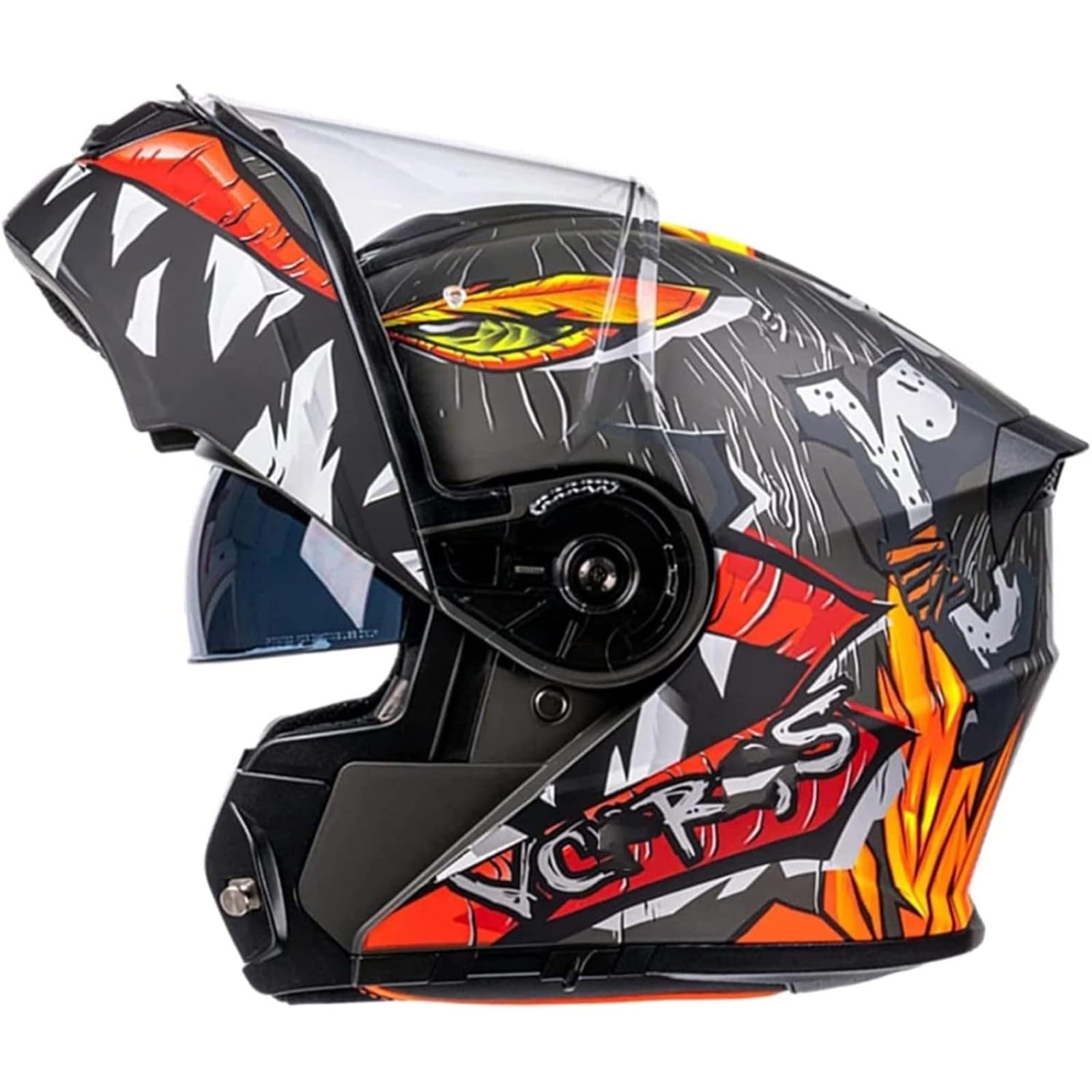 BYFHHHH Modularer Integralhelm, DOT/ECE-Zertifizierter Motorrad-Integral-Klapphelm Für Männer Und Frauen, Mit Doppelvisier, Motocross-Crash-Mopedhelm H,2XL=63~64CM von BYFHHHH