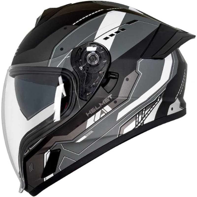 BYFHHHH Modularer Motorradhelm, ECE/DOT-Geprüfter Integralhelm Mit Doppellinse, Moped-/Scooter-Motorradhelm, Sturzhelm, Pendlerhelm Für Männer Und Frauen G,L=59~60CM von BYFHHHH