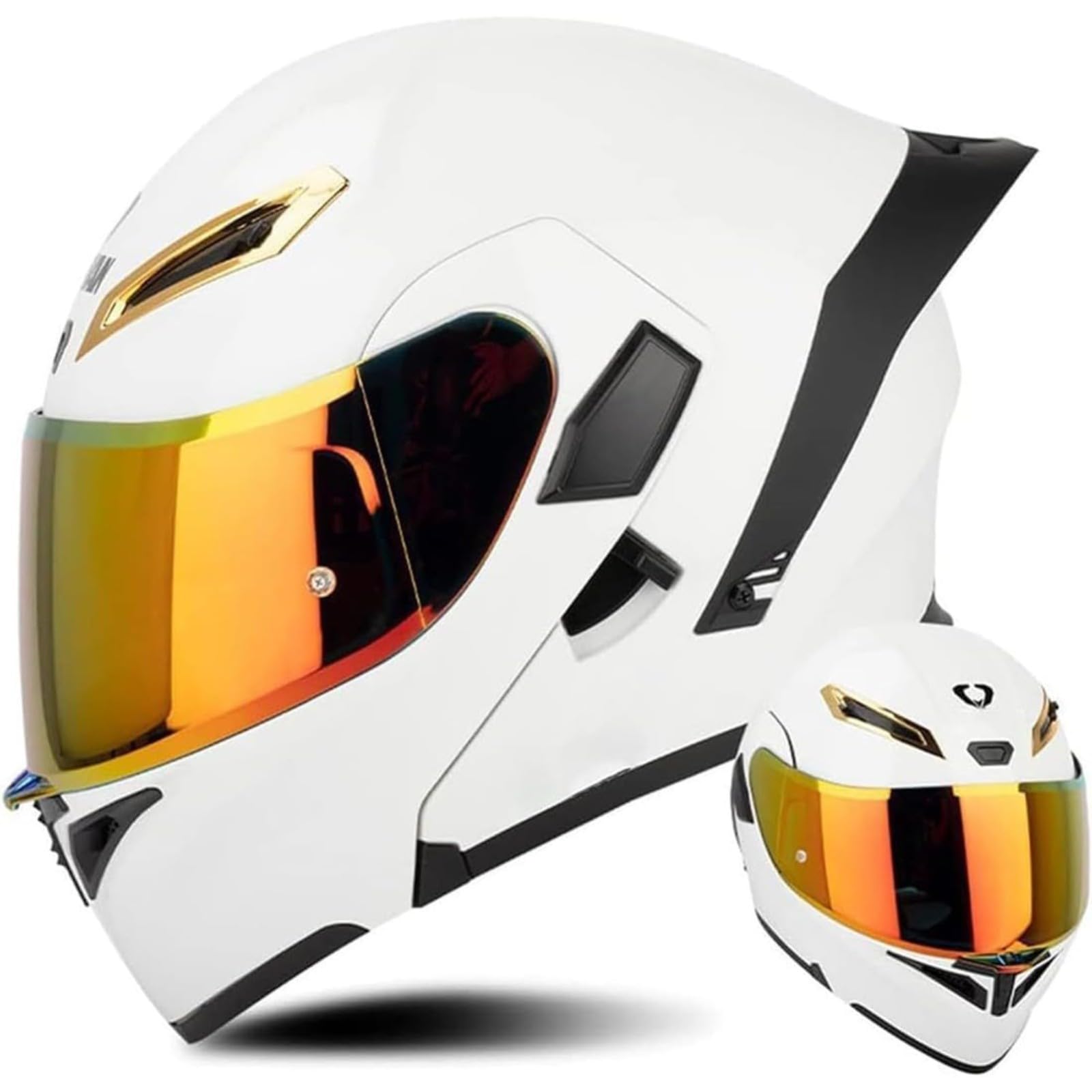 BYFHHHH Modularer Motorradhelm Für Damen Und Herren, ECE-Geprüfter Klapphelm Für Motorräder Mit Doppelvisier, Ganzjahreshelm Für Roller, Integralhelm Für Lokomotiven A,XXL=63~64CM von BYFHHHH