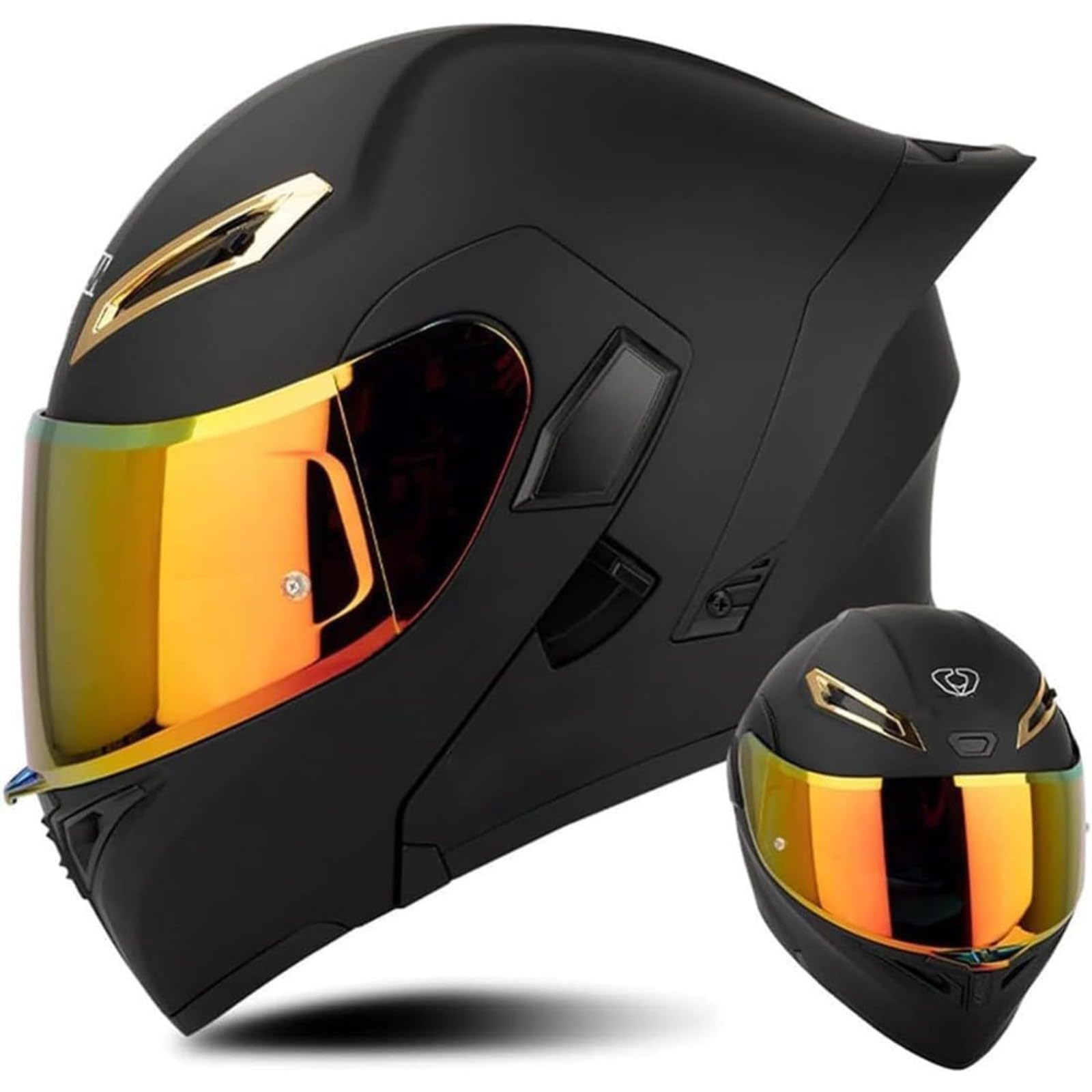 BYFHHHH Modularer Motorradhelm Für Damen Und Herren, ECE-Geprüfter Klapphelm Für Motorräder Mit Doppelvisier, Ganzjahreshelm Für Roller, Integralhelm Für Lokomotiven B,XL=61~62CM von BYFHHHH