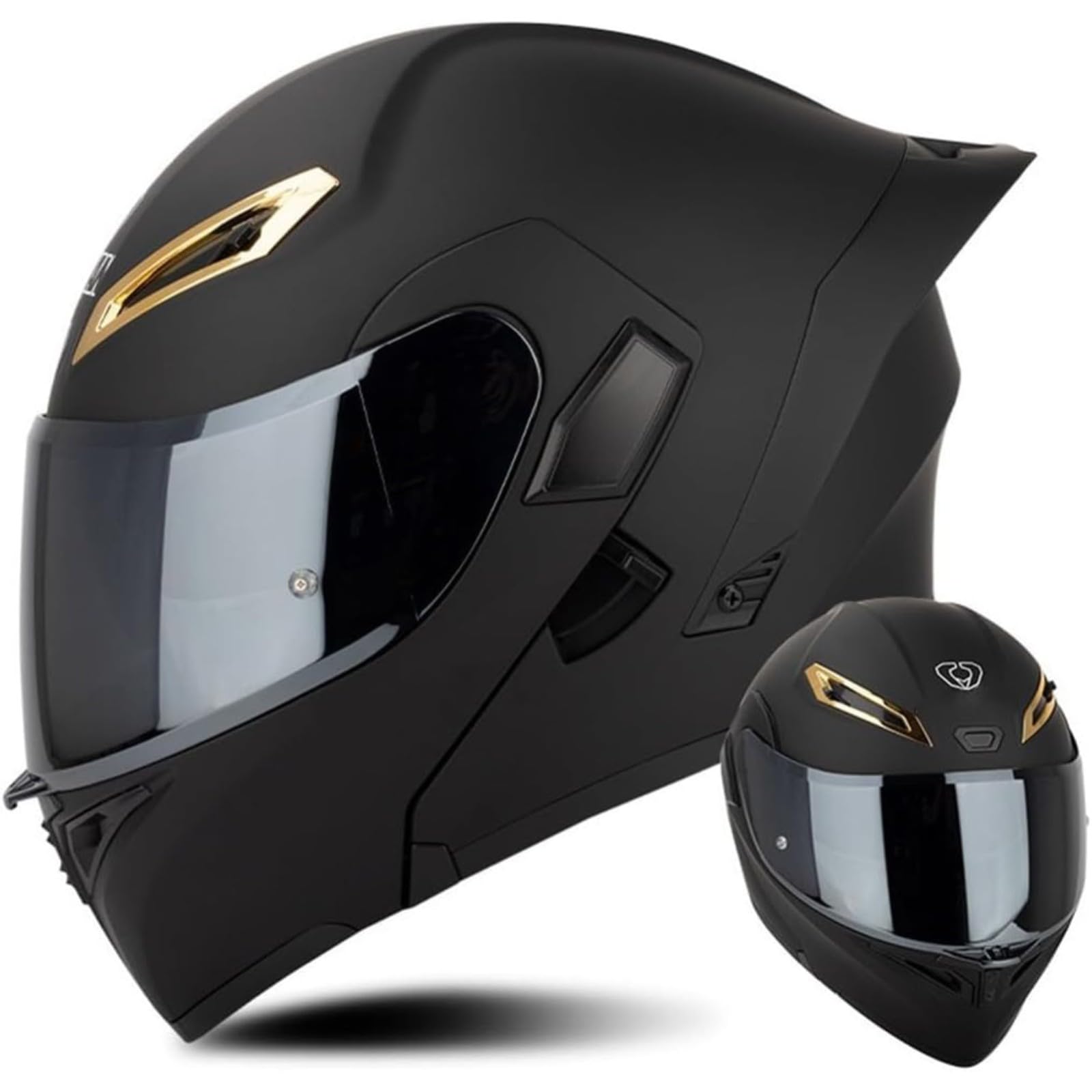 BYFHHHH Modularer Motorradhelm Für Damen Und Herren, ECE-Geprüfter Klapphelm Für Motorräder Mit Doppelvisier, Ganzjahreshelm Für Roller, Integralhelm Für Lokomotiven N,L=59~60CM von BYFHHHH