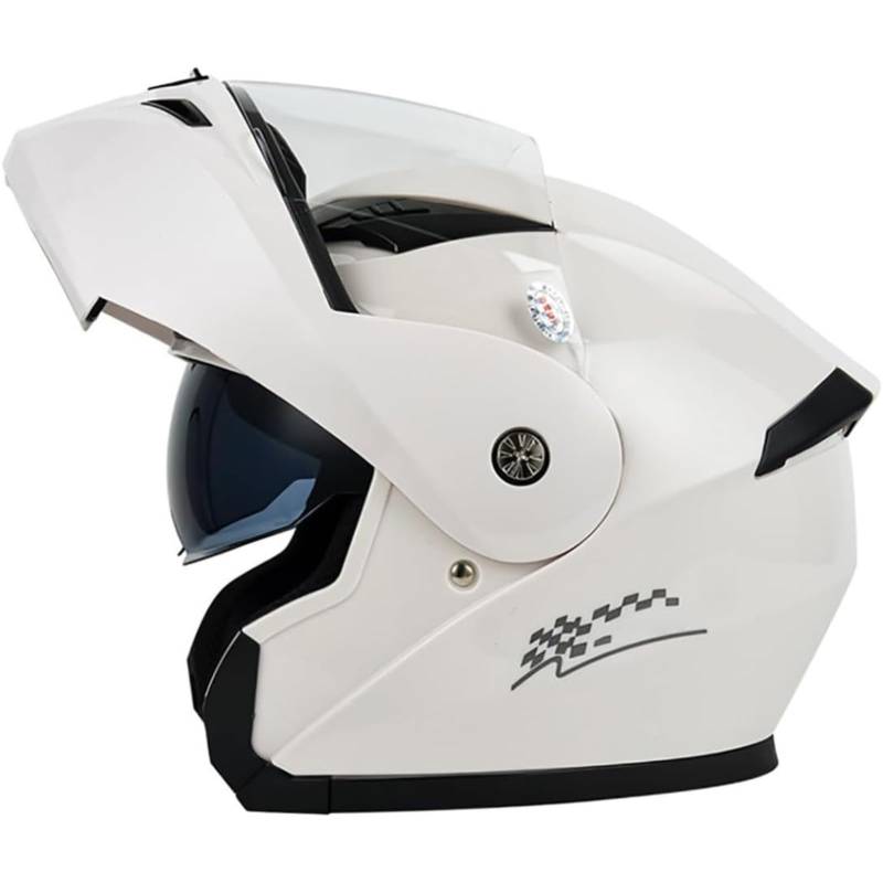 BYFHHHH Modularhelm Motorrad-Klapphelm, ECE-Geprüfter Integralhelm Mit Doppellinse, Modularhelm Modularer Integralhelm Für Motorradfahrer C,XL=61~62CM von BYFHHHH