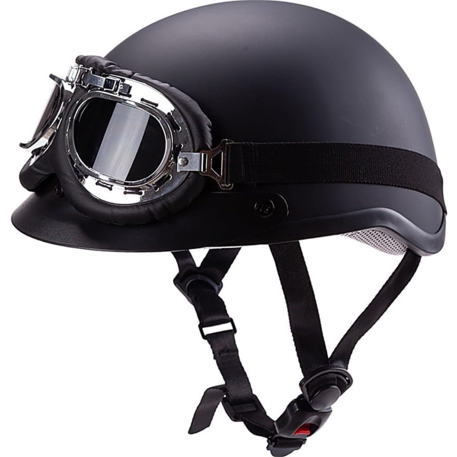 BYFHHHH Motorrad Halbhelme, ECE Zertifizierung Retro Motorradhelm Halbschale Jethelm Rollerhelm Mit Schutzbrille Mopedhelm Retro Motorrad Halbhelm Für Cruiser B,M=57~58CM von BYFHHHH