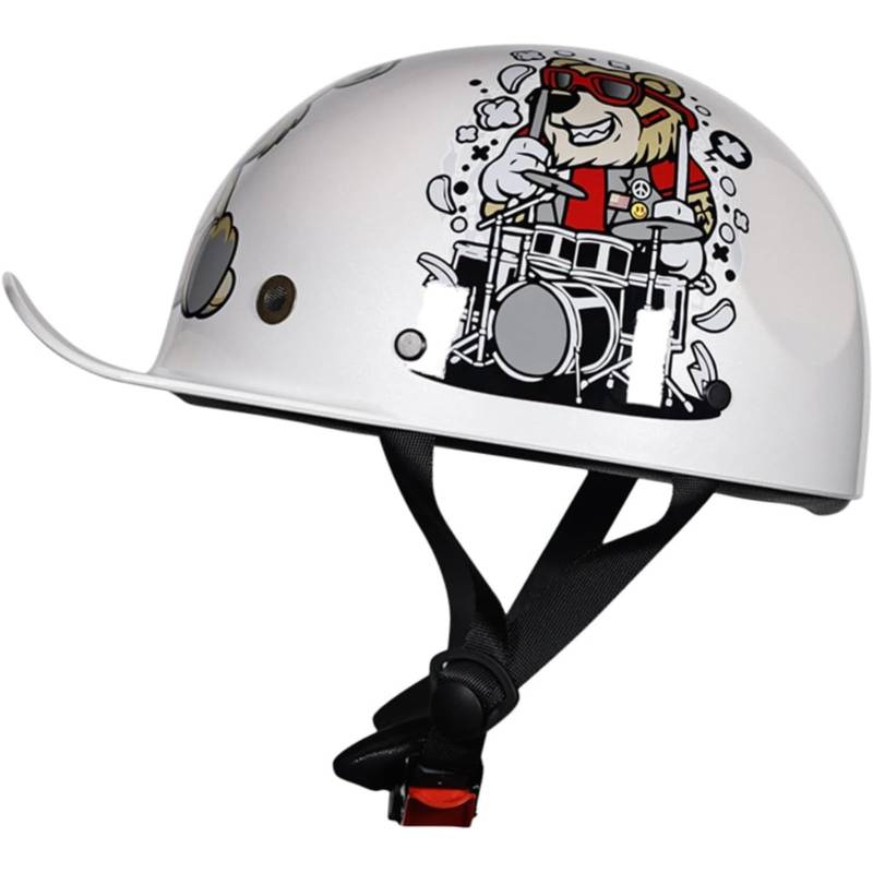 BYFHHHH Motorrad-Halbhelme, ECE-Zulassung Brain-Cap Halbschalenhelm Jethelm Deutscher Stil Skull Cap Helm, Motorradhelm Für Männer Und Frauen D,M=51~52CM von BYFHHHH