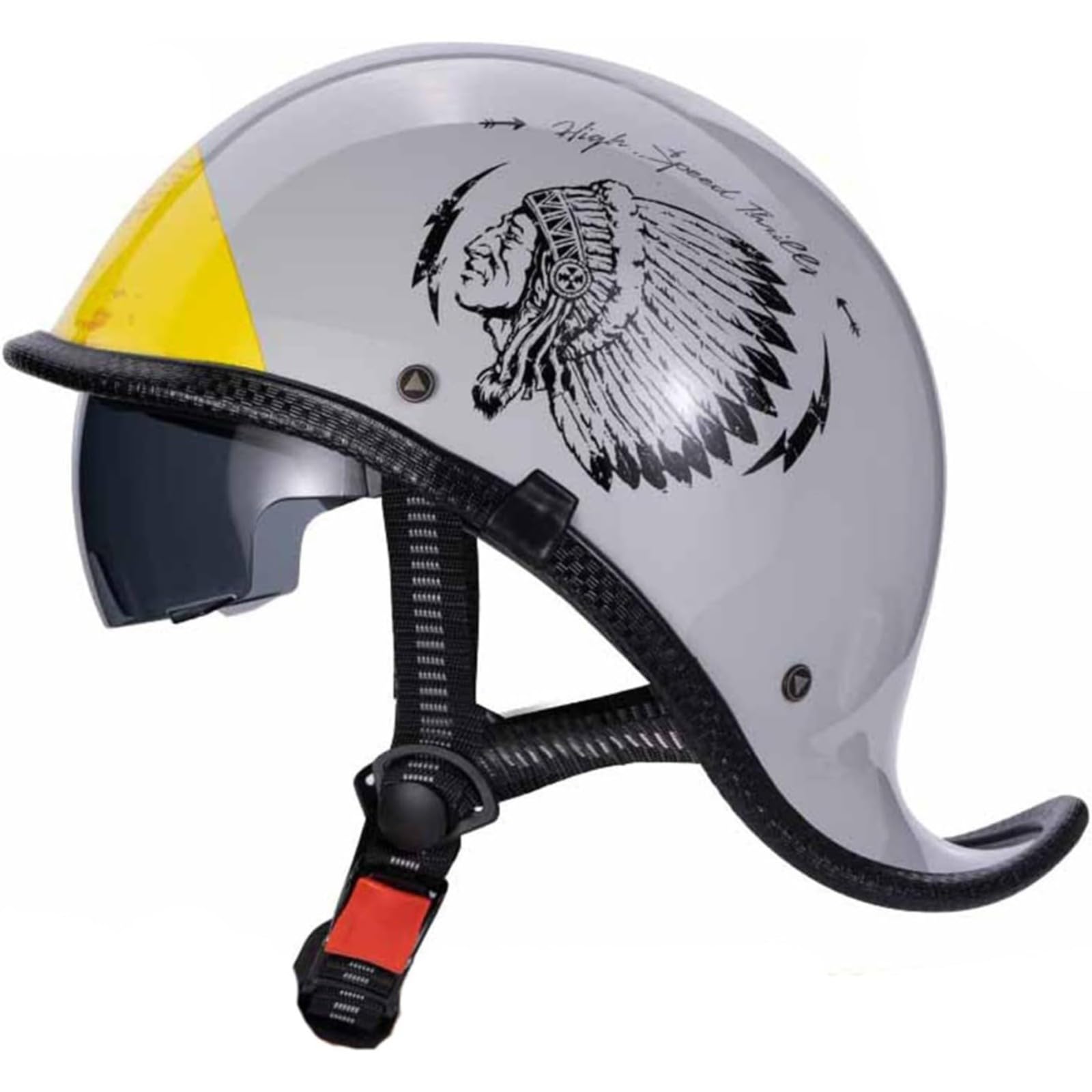 BYFHHHH Motorrad Halbschale Halbhelm, Halbschalenhelm Baseballmütze Brain-Cap Motorradhelm Cruiser Scooter Helm Für Bike Cruiser Moped Scooter D,L=59~60CM von BYFHHHH