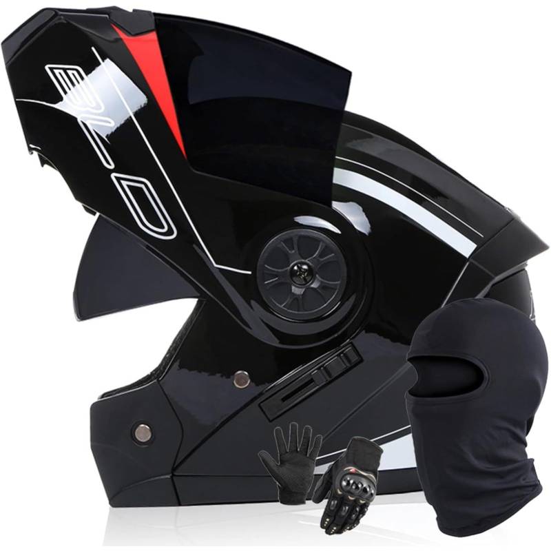 BYFHHHH Motorrad-Klapphelm, DOT/ECE-Zertifizierter Motorradhelm, Integralhelm Mit Doppelvisier, Modulare Motorradhelme Für Männer Und Frauen B,S=55~56CM von BYFHHHH