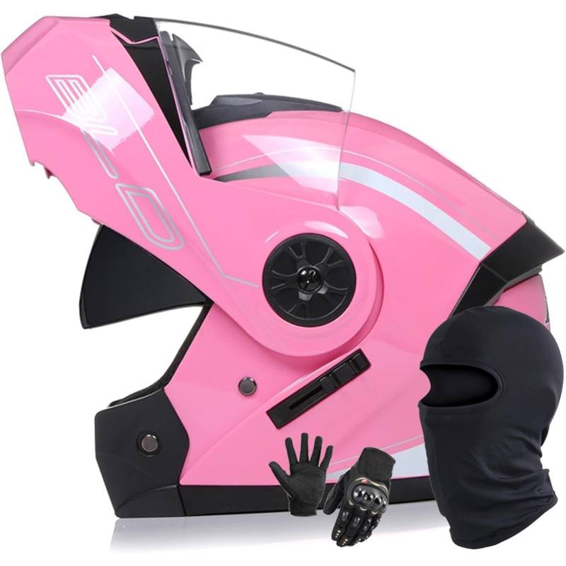 BYFHHHH Motorrad-Klapphelm, DOT/ECE-Zertifizierter Motorradhelm, Integralhelm Mit Doppelvisier, Modulare Motorradhelme Für Männer Und Frauen H,L=59~60CM von BYFHHHH