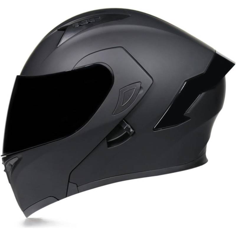 BYFHHHH Motorrad-Klapphelm Mit Sonnenblende, ECE-Zertifizierter Motorradhelm, Integralhelm Mit Doppelvisier, Faltbarer Motorradhelm Für Männer Und Frauen 1,L=59~60CM von BYFHHHH