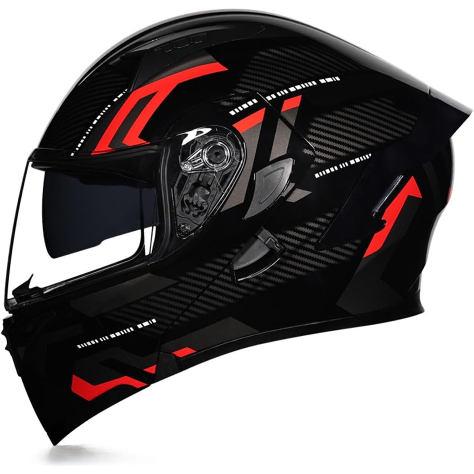 BYFHHHH Motorrad-Klapphelm Mit Sonnenblende, ECE-Zertifizierter Motorradhelm, Integralhelm Mit Doppelvisier, Faltbarer Motorradhelm Für Männer Und Frauen 12,L=59~60CM von BYFHHHH