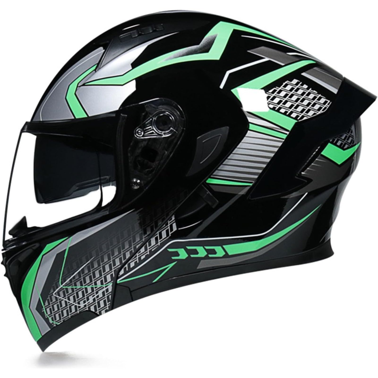 BYFHHHH Motorrad-Klapphelm Mit Sonnenblende, ECE-Zertifizierter Motorradhelm, Integralhelm Mit Doppelvisier, Faltbarer Motorradhelm Für Männer Und Frauen 14,XXL=63~64CM von BYFHHHH