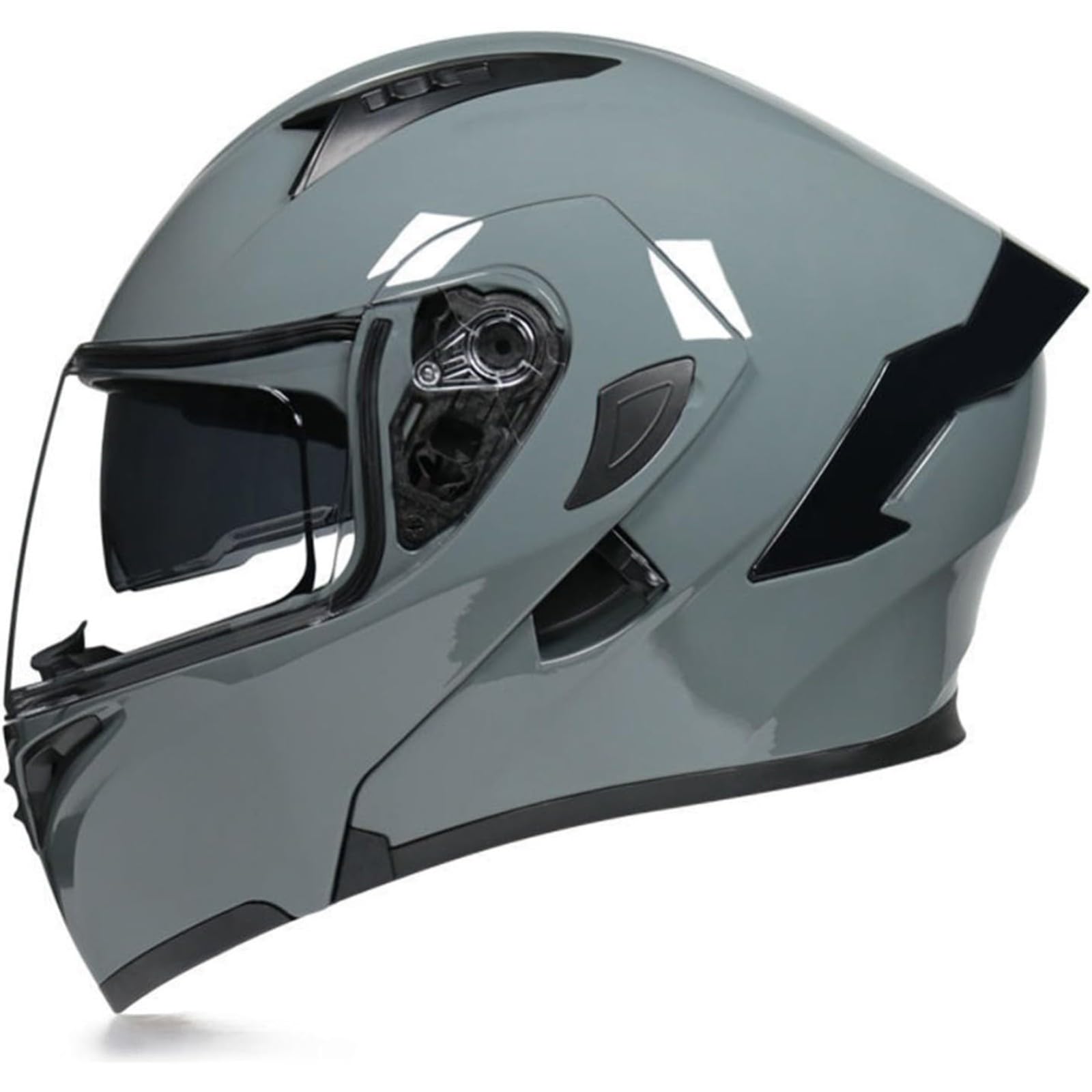 BYFHHHH Motorrad-Klapphelm Mit Sonnenblende, ECE-Zertifizierter Motorradhelm, Integralhelm Mit Doppelvisier, Faltbarer Motorradhelm Für Männer Und Frauen 16,L=59~60CM von BYFHHHH