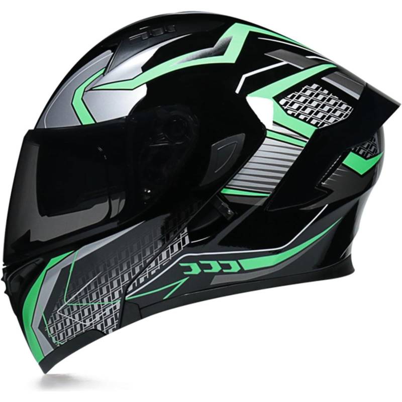 BYFHHHH Motorrad-Klapphelm Mit Sonnenblende, ECE-Zertifizierter Motorradhelm, Integralhelm Mit Doppelvisier, Faltbarer Motorradhelm Für Männer Und Frauen 17,XL=61~62CM von BYFHHHH