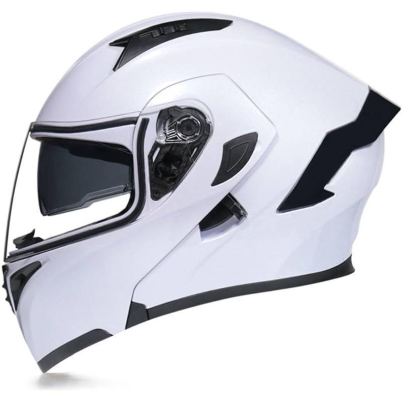 BYFHHHH Motorrad-Klapphelm Mit Sonnenblende, ECE-Zertifizierter Motorradhelm, Integralhelm Mit Doppelvisier, Faltbarer Motorradhelm Für Männer Und Frauen 22,M=57~58CM von BYFHHHH