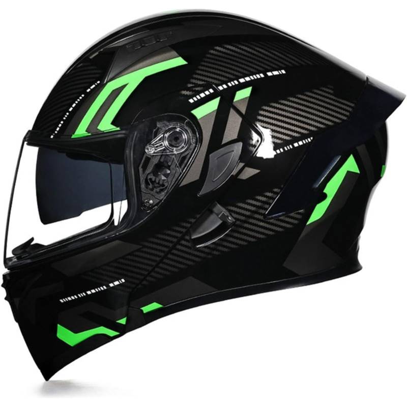 BYFHHHH Motorrad-Klapphelm Mit Sonnenblende, ECE-Zertifizierter Motorradhelm, Integralhelm Mit Doppelvisier, Faltbarer Motorradhelm Für Männer Und Frauen 23,XL=61~62CM von BYFHHHH