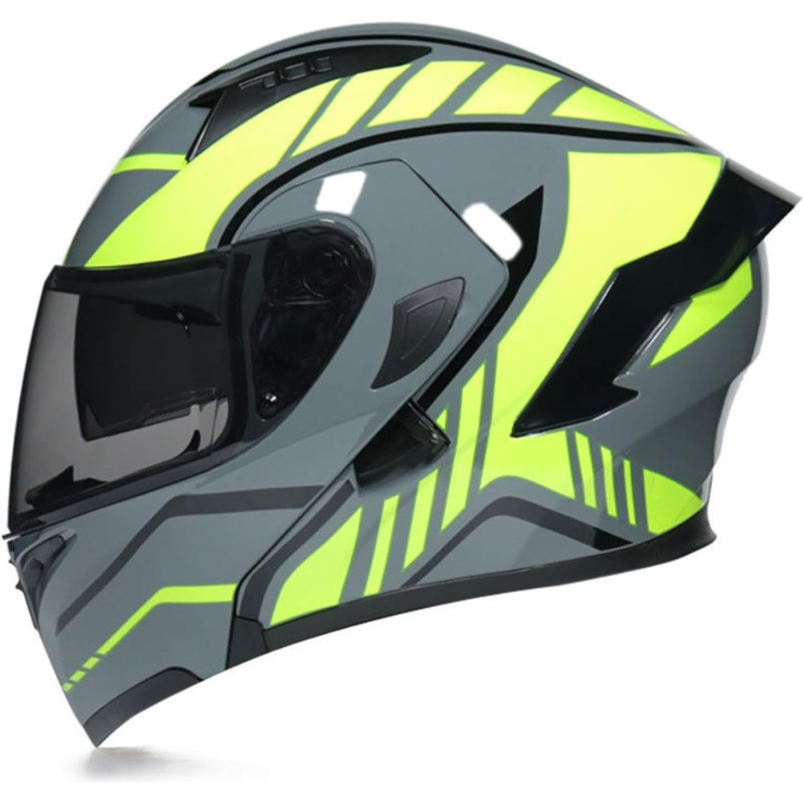 BYFHHHH Motorrad-Klapphelm Mit Sonnenblende, ECE-Zertifizierter Motorradhelm, Integralhelm Mit Doppelvisier, Faltbarer Motorradhelm Für Männer Und Frauen 4,XL=61~62CM von BYFHHHH