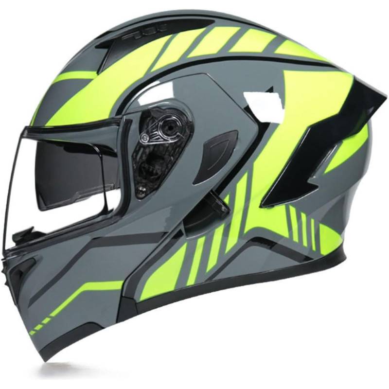 BYFHHHH Motorrad-Klapphelm Mit Sonnenblende, ECE-Zertifizierter Motorradhelm, Integralhelm Mit Doppelvisier, Faltbarer Motorradhelm Für Männer Und Frauen 5,M=57~58CM von BYFHHHH