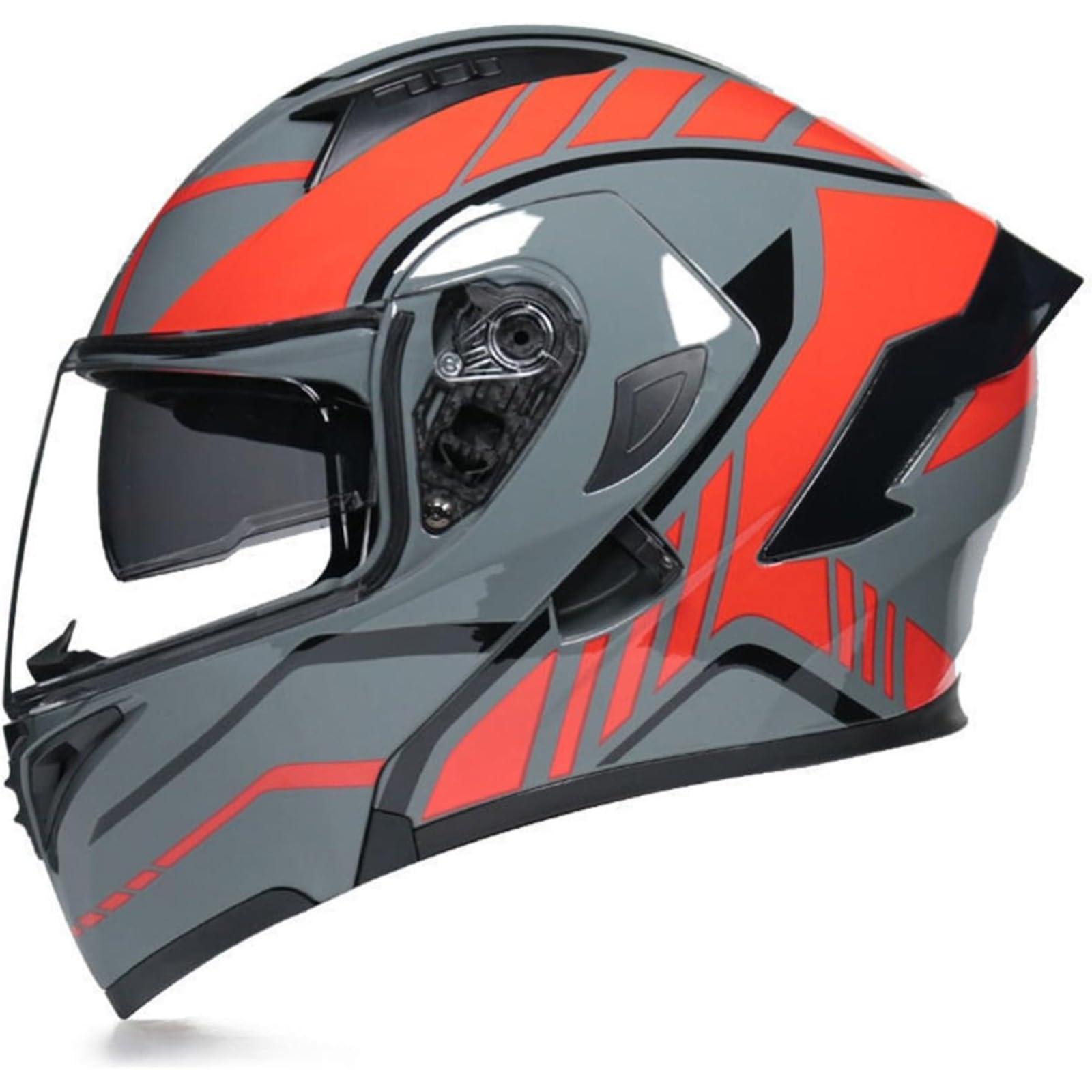 BYFHHHH Motorrad-Klapphelm Mit Sonnenblende, ECE-Zertifizierter Motorradhelm, Integralhelm Mit Doppelvisier, Faltbarer Motorradhelm Für Männer Und Frauen 7,L=59~60CM von BYFHHHH