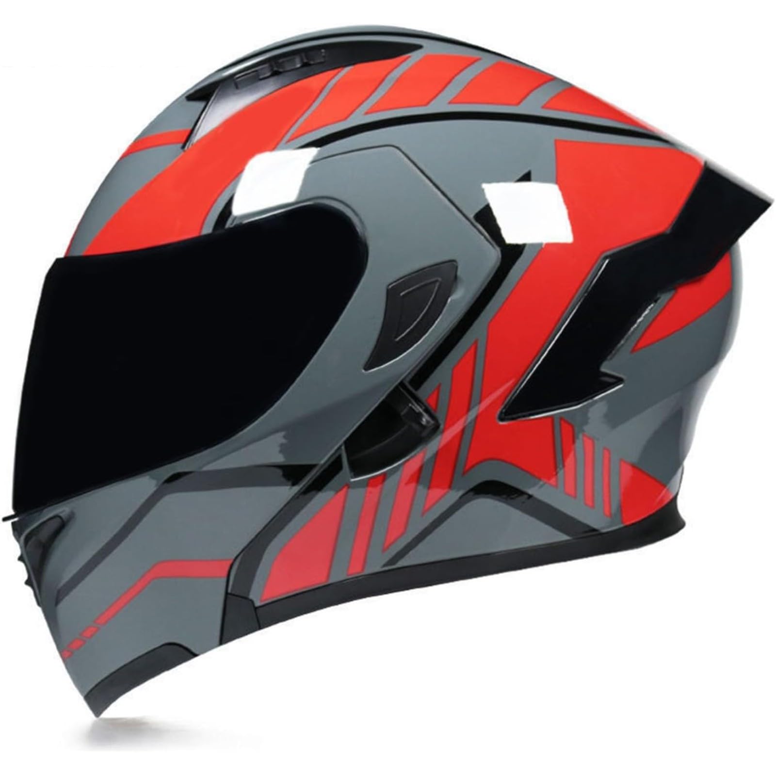 BYFHHHH Motorrad-Klapphelm Mit Sonnenblende, ECE-Zertifizierter Motorradhelm, Integralhelm Mit Doppelvisier, Faltbarer Motorradhelm Für Männer Und Frauen 8,L=59~60CM von BYFHHHH