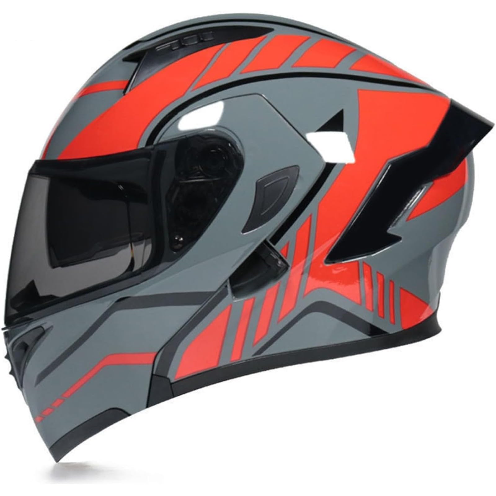 BYFHHHH Motorrad-Klapphelm Mit Sonnenblende, ECE-Zertifizierter Motorradhelm, Integralhelm Mit Doppelvisier, Faltbarer Motorradhelm Für Männer Und Frauen 9,L=59~60CM von BYFHHHH