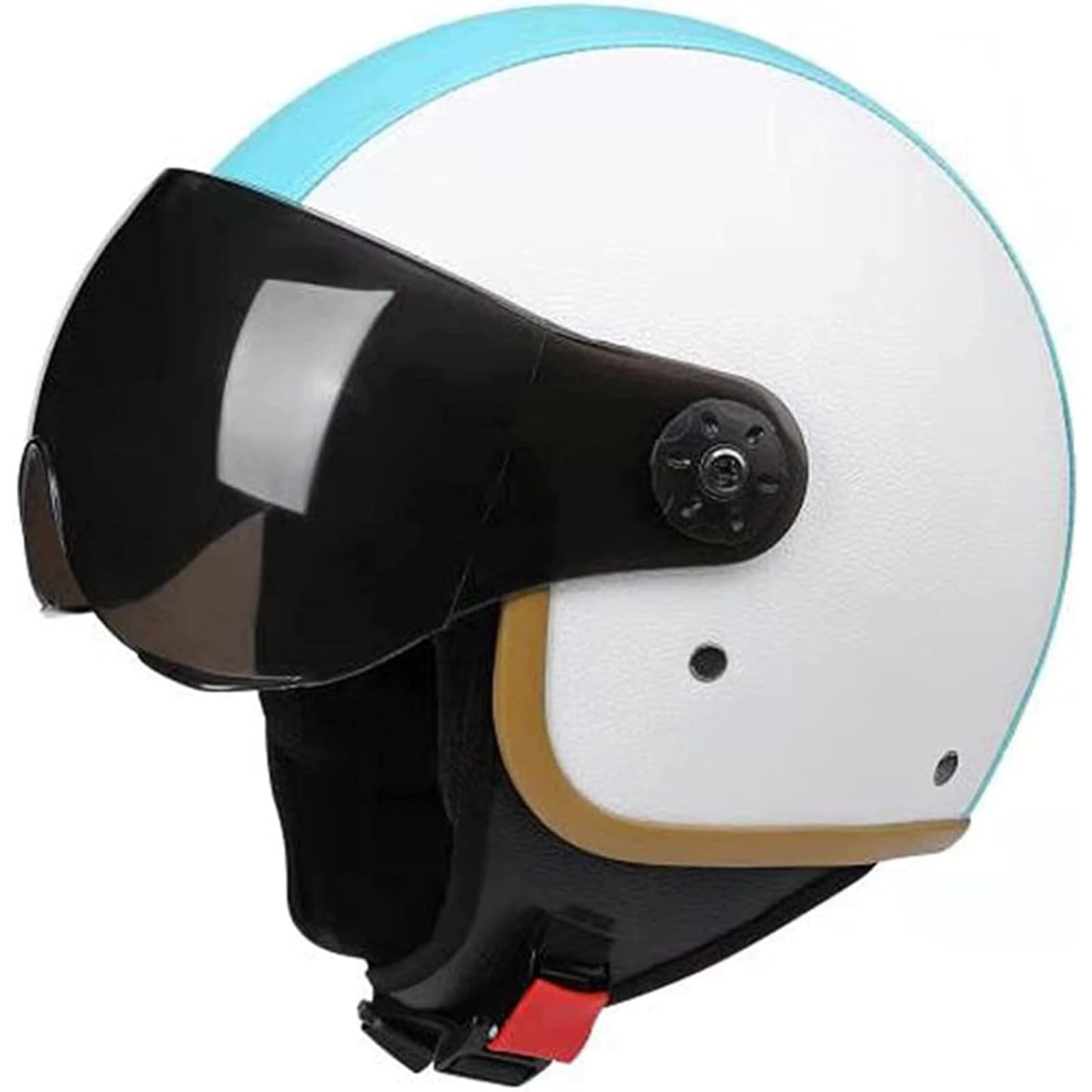 BYFHHHH Motorradhelm, ECE/DOT-Zertifizierter Offener 3/4-Motorrad-Halbhelm Für Erwachsene Für Männer Und Frauen, Retro-Motorradhelm Mit Sonnenblende A,M=55~57CM von BYFHHHH