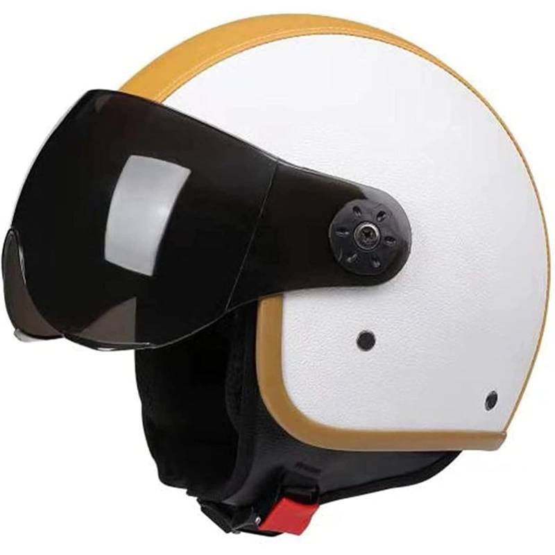 BYFHHHH Motorradhelm, ECE/DOT-Zertifizierter Offener 3/4-Motorrad-Halbhelm Für Erwachsene Für Männer Und Frauen, Retro-Motorradhelm Mit Sonnenblende B,M=55~57CM von BYFHHHH