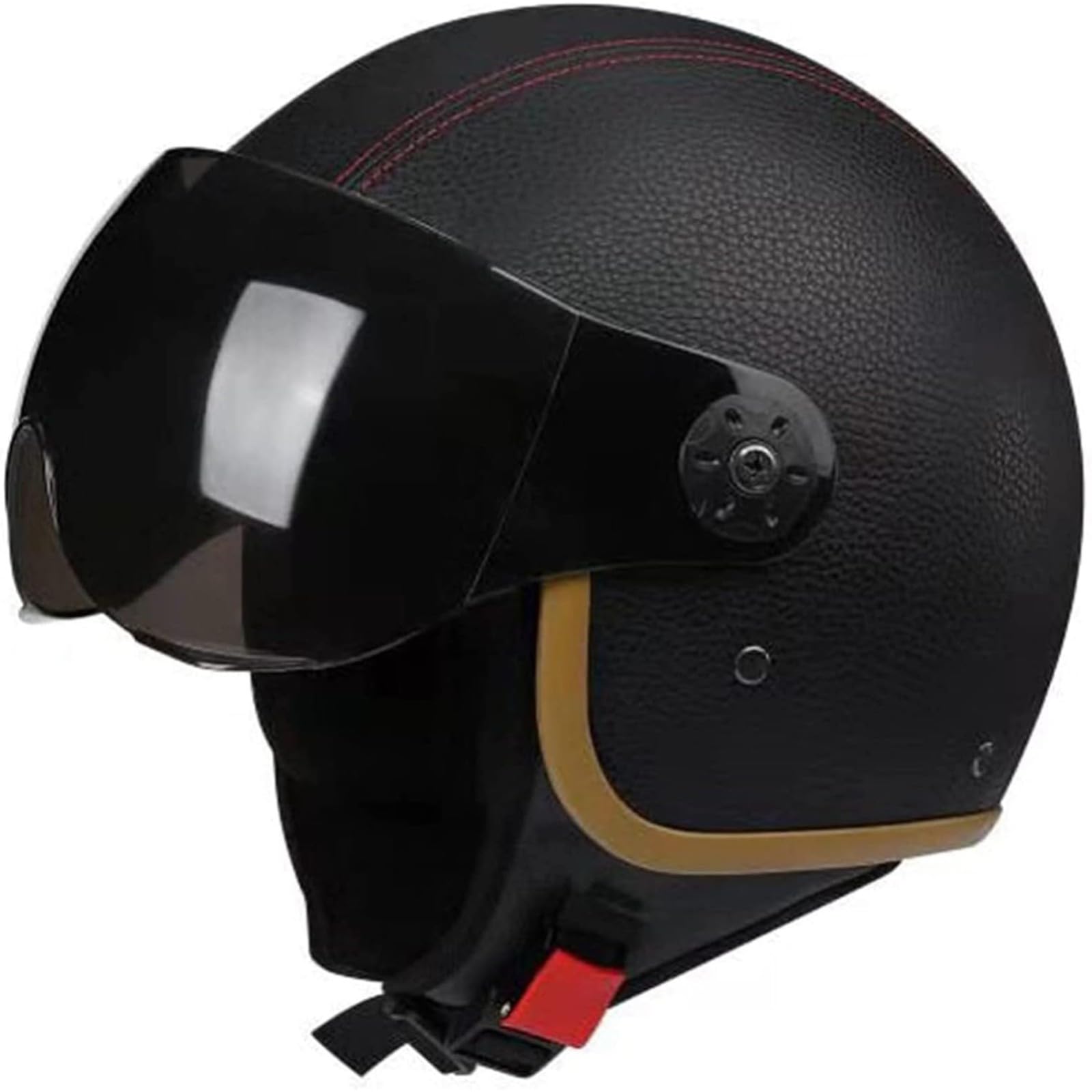 BYFHHHH Motorradhelm, ECE/DOT-Zertifizierter Offener 3/4-Motorrad-Halbhelm Für Erwachsene Für Männer Und Frauen, Retro-Motorradhelm Mit Sonnenblende C,L=58~60CM von BYFHHHH