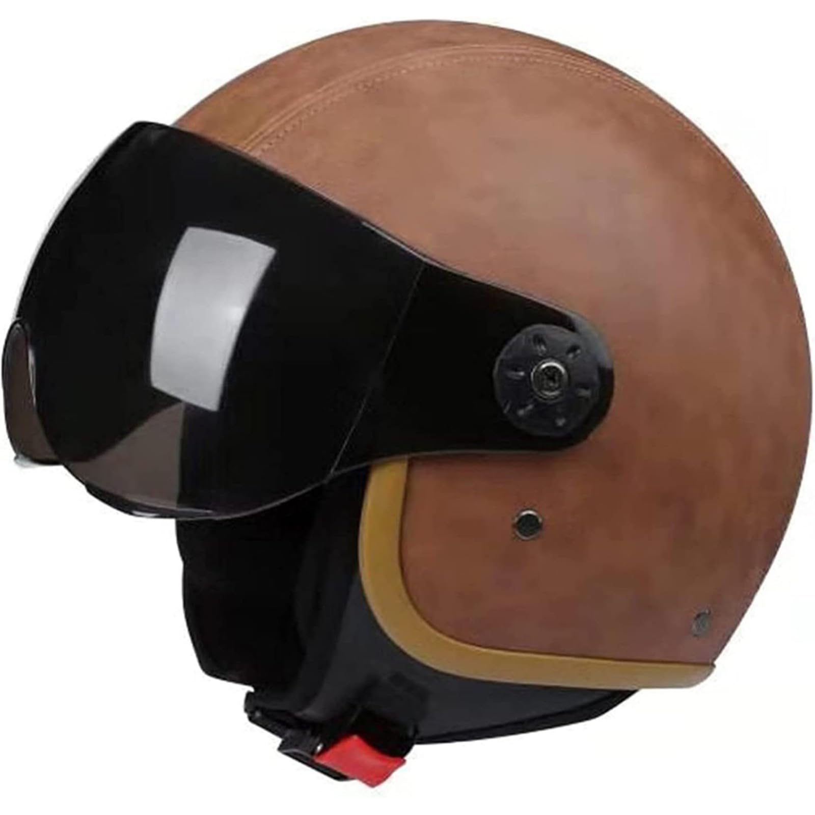 BYFHHHH Motorradhelm, ECE/DOT-Zertifizierter Offener 3/4-Motorrad-Halbhelm Für Erwachsene Für Männer Und Frauen, Retro-Motorradhelm Mit Sonnenblende D,L=58~60CM von BYFHHHH