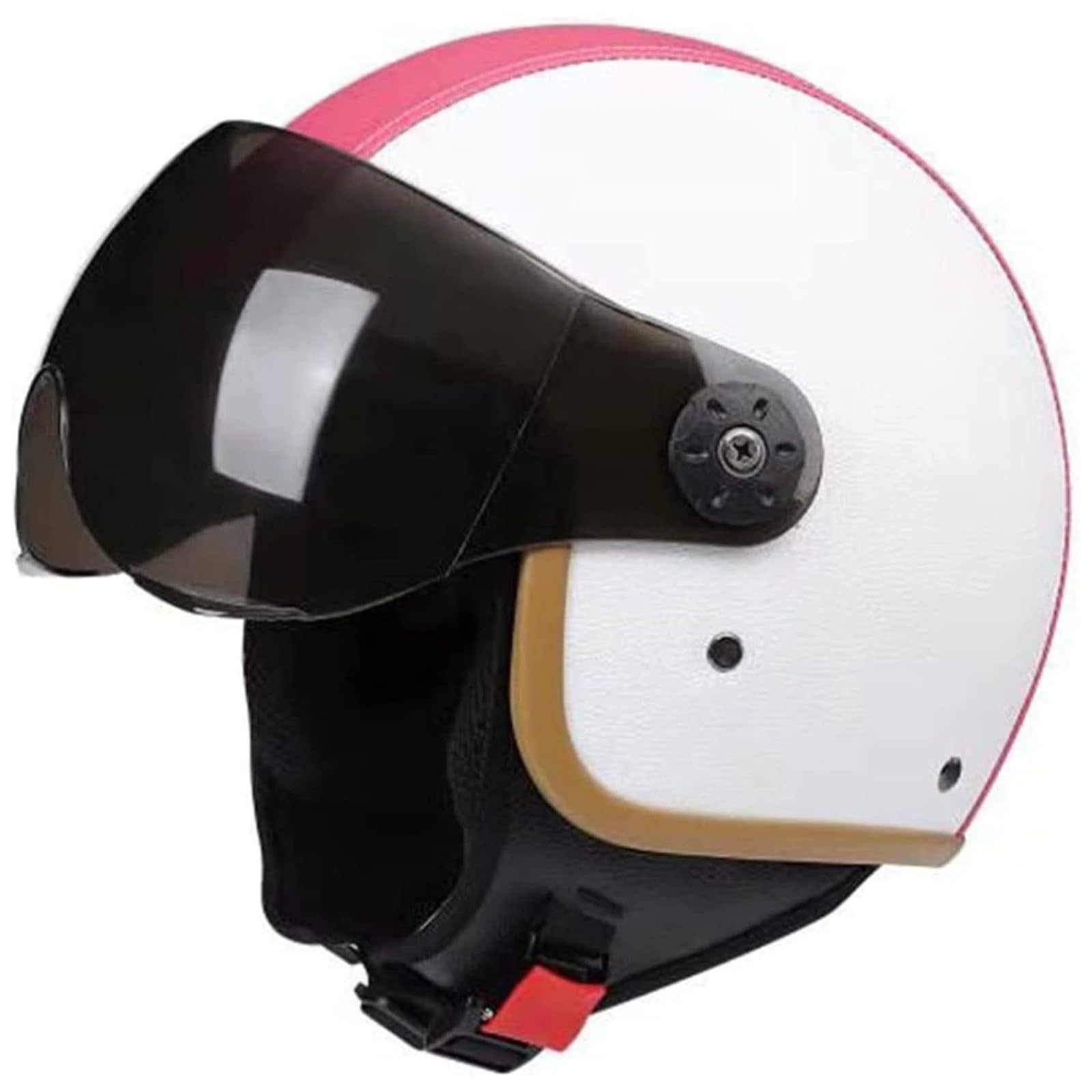 BYFHHHH Motorradhelm, ECE/DOT-Zertifizierter Offener 3/4-Motorrad-Halbhelm Für Erwachsene Für Männer Und Frauen, Retro-Motorradhelm Mit Sonnenblende E,M=55~57CM von BYFHHHH