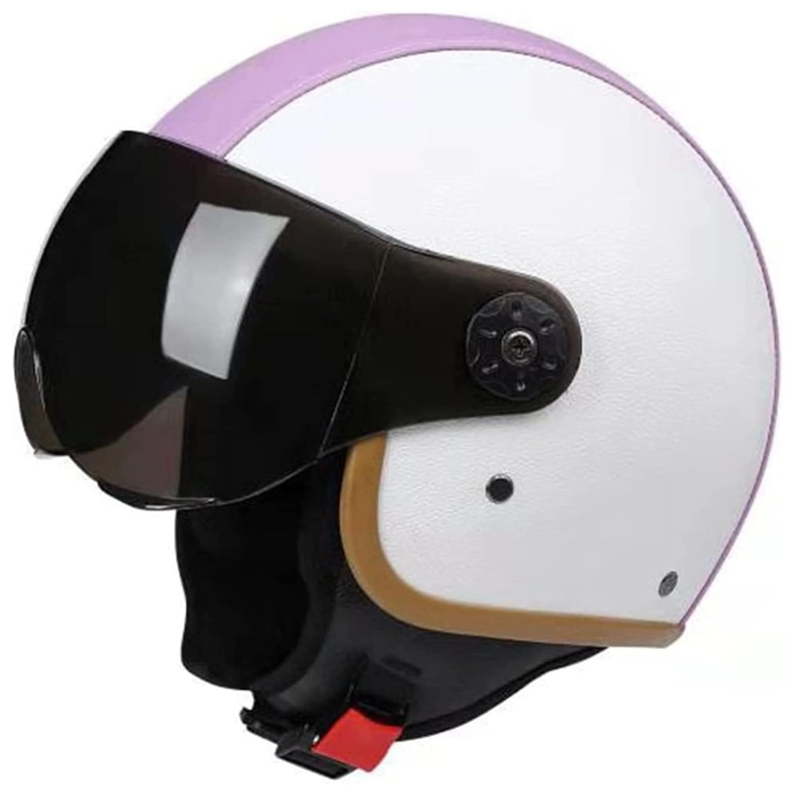 BYFHHHH Motorradhelm, ECE/DOT-Zertifizierter Offener 3/4-Motorrad-Halbhelm Für Erwachsene Für Männer Und Frauen, Retro-Motorradhelm Mit Sonnenblende F,L=58~60CM von BYFHHHH