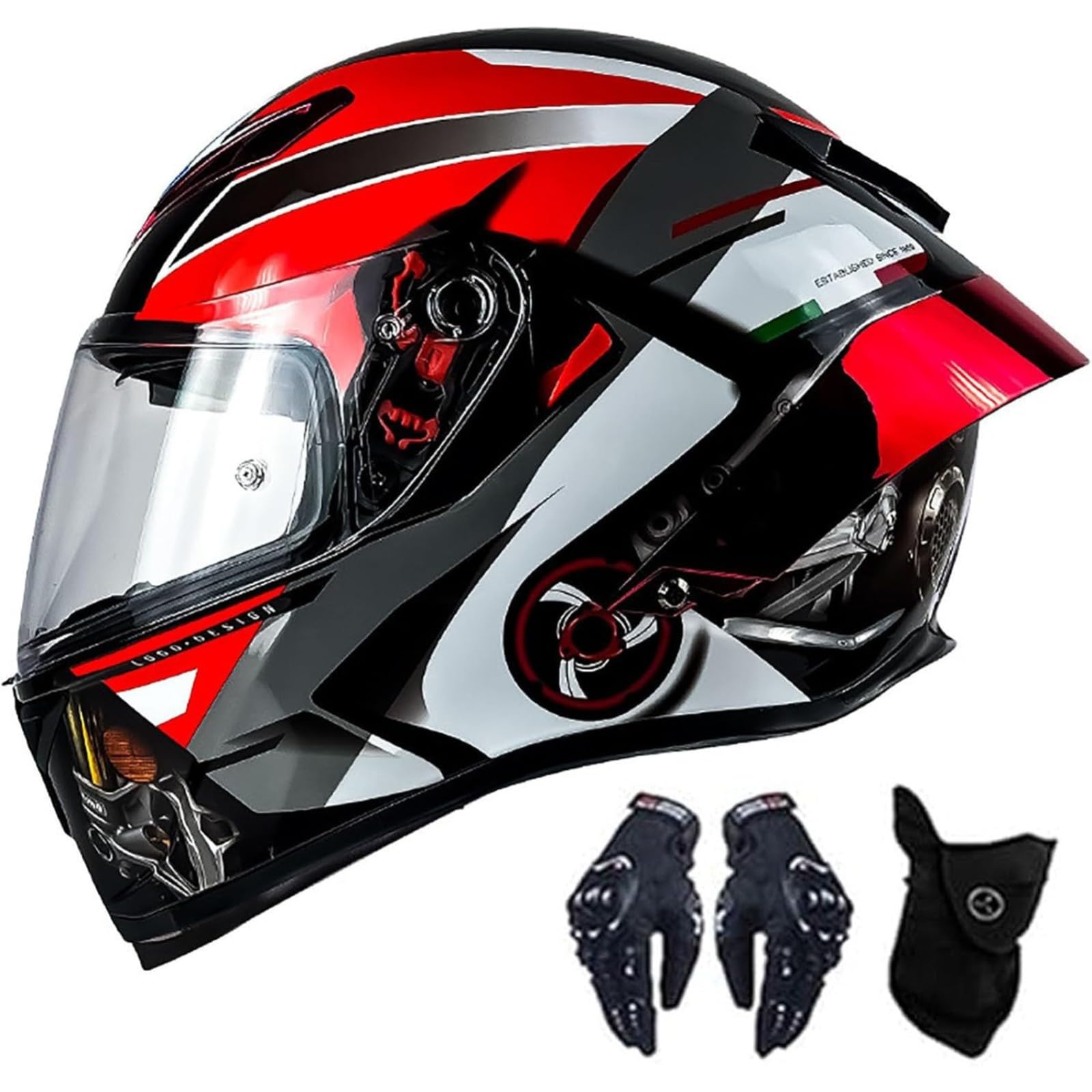 BYFHHHH Motorradhelm, ECE-Geprüfter Klapphelm, Motorrad-Integralhelm, Modularhelm Für Erwachsene, Männer Und Frauen, Moped-Straßenrollerhelm C,XXL=63~64CM von BYFHHHH