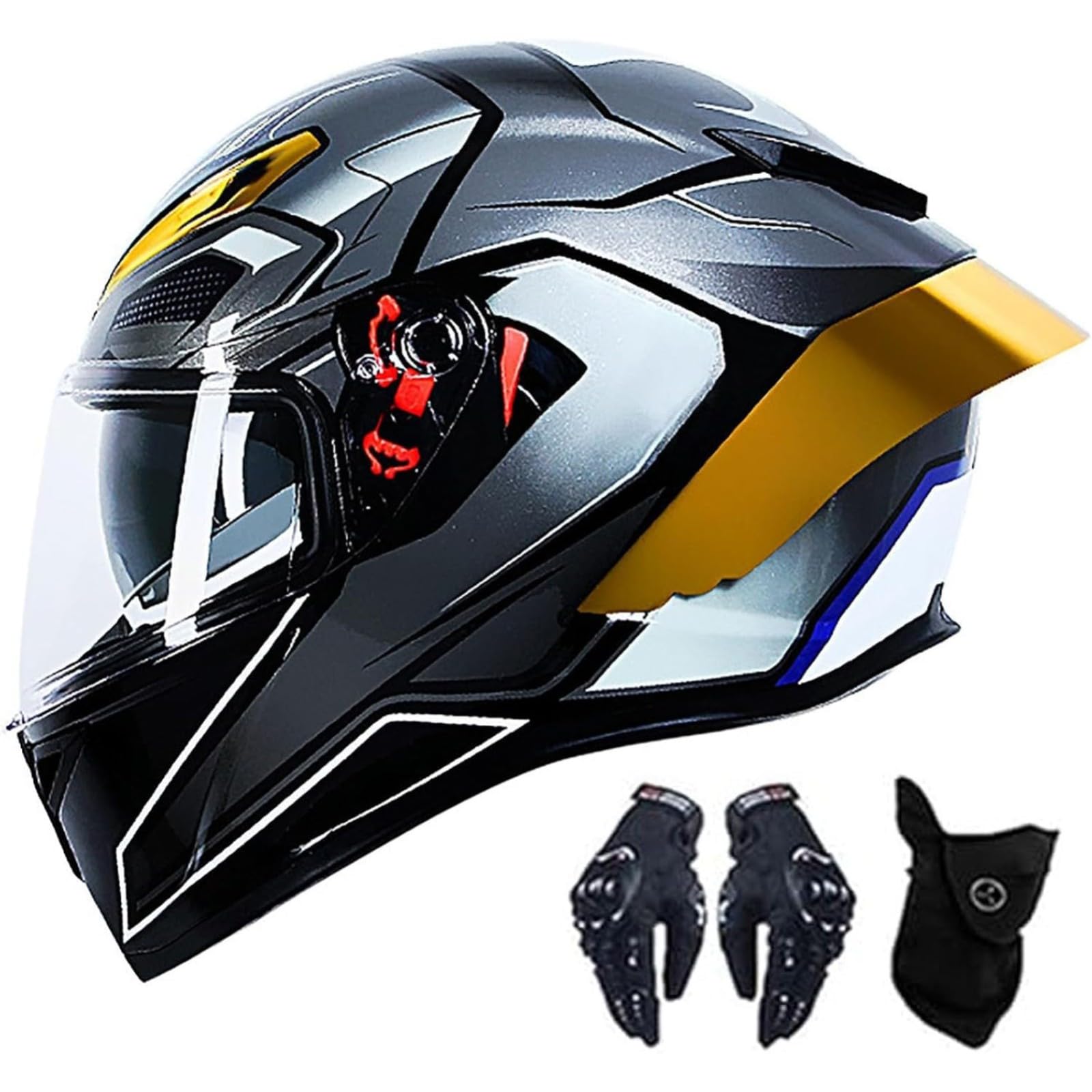 BYFHHHH Motorradhelm, ECE-Geprüfter Klapphelm, Motorrad-Integralhelm, Modularhelm Für Erwachsene, Männer Und Frauen, Moped-Straßenrollerhelm F,XXL=63~64CM von BYFHHHH